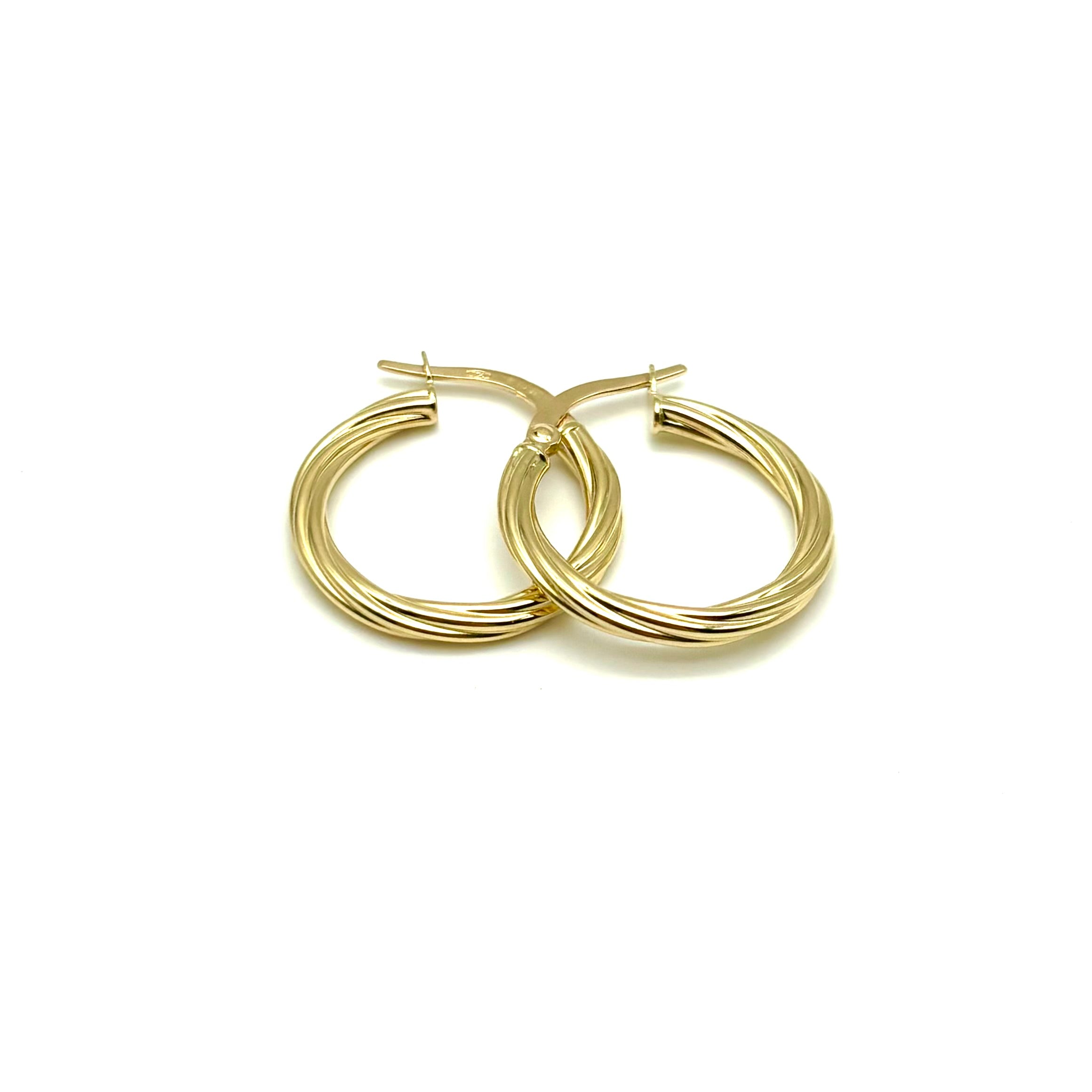 18K GOLD TWISTED HOOP EARRINGS - HANDMADE IN ITALY
