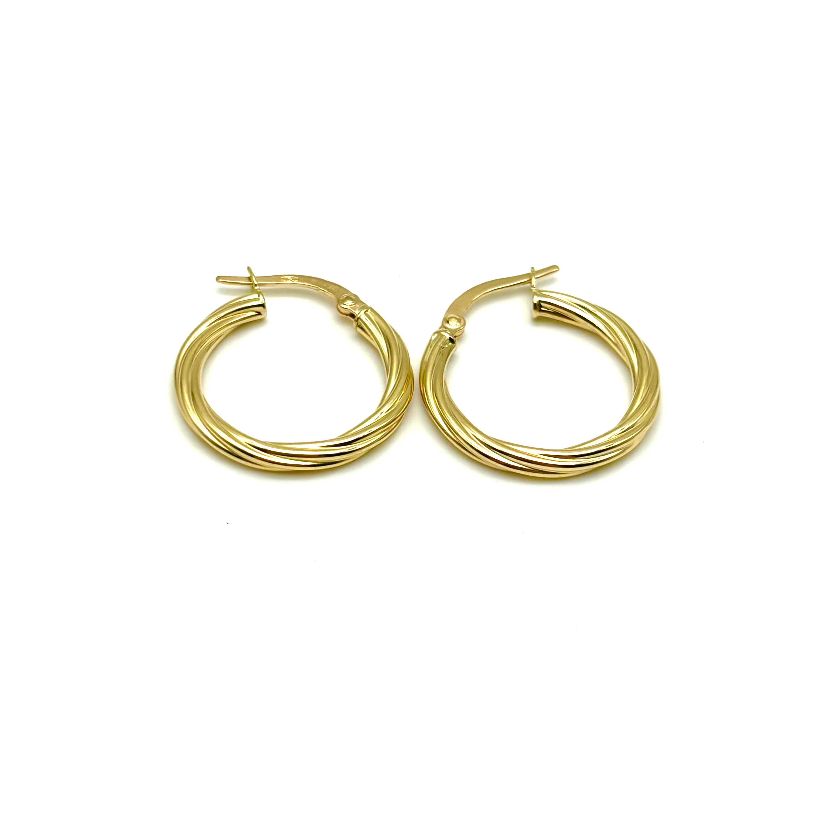 18K GOLD TWISTED HOOP EARRINGS - HANDMADE IN ITALY