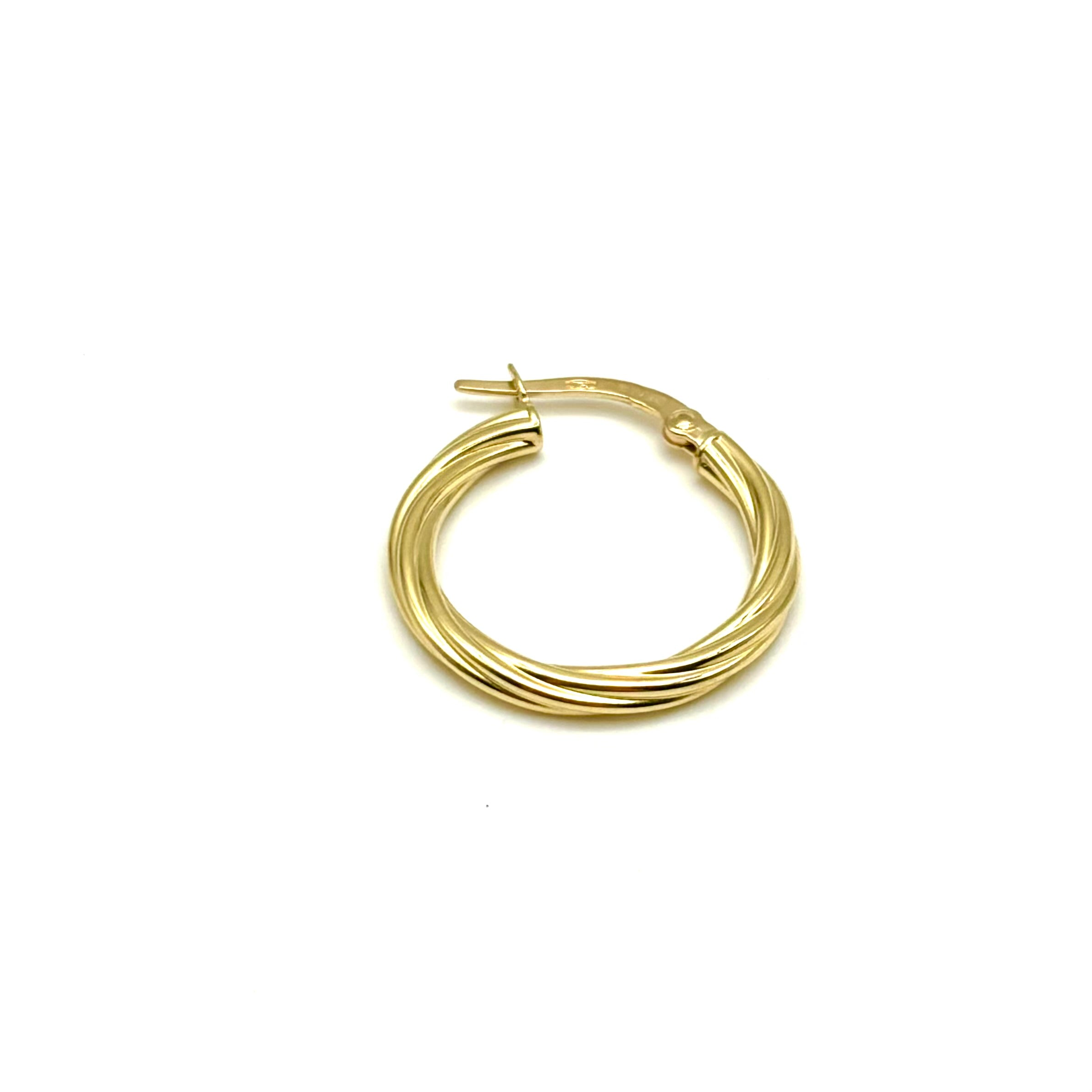 18K GOLD TWISTED HOOP EARRINGS - HANDMADE IN ITALY