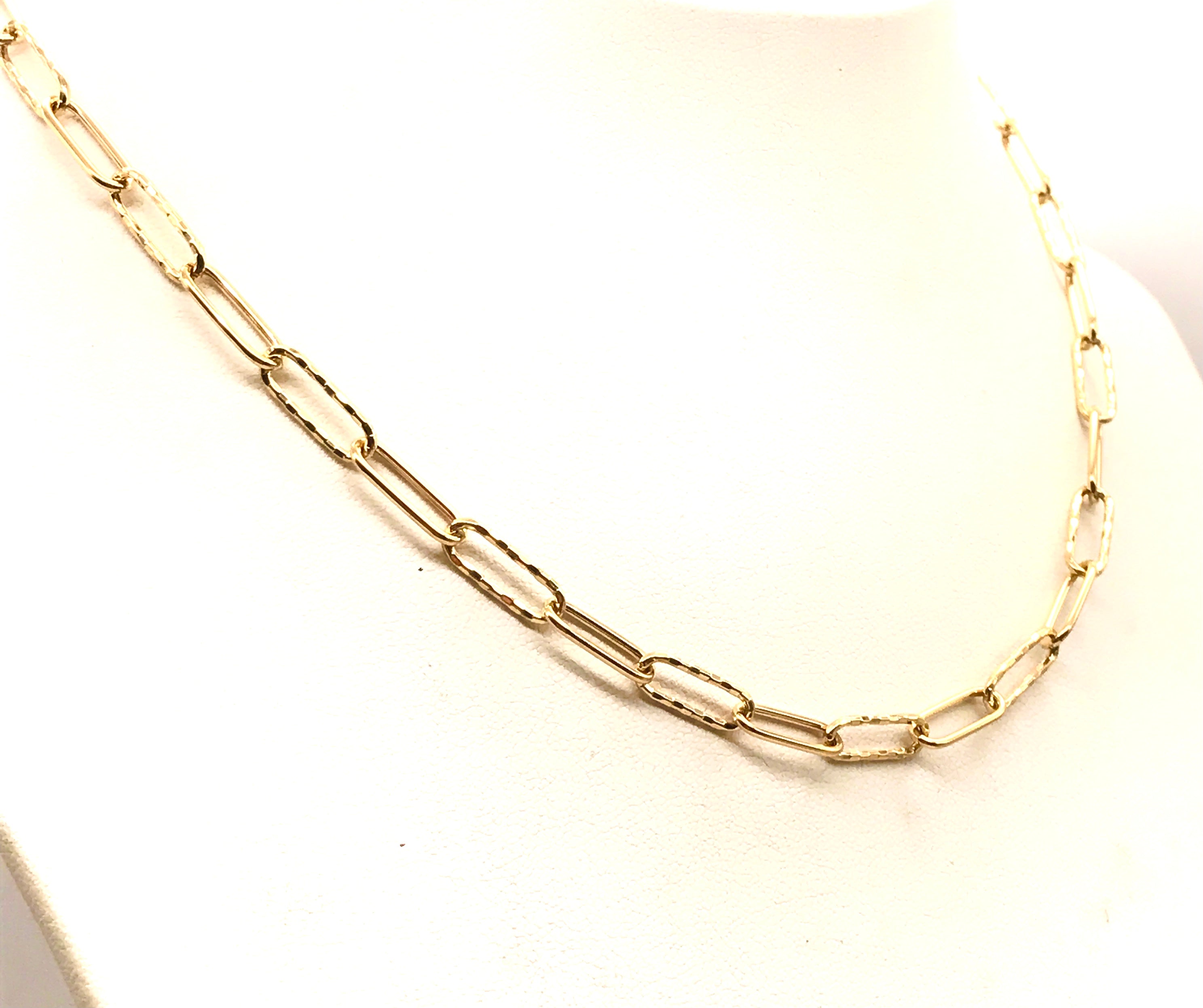 18K GOLD PAPER CLIP CHAIN NECKLACE - HANDMADE IN ITALY