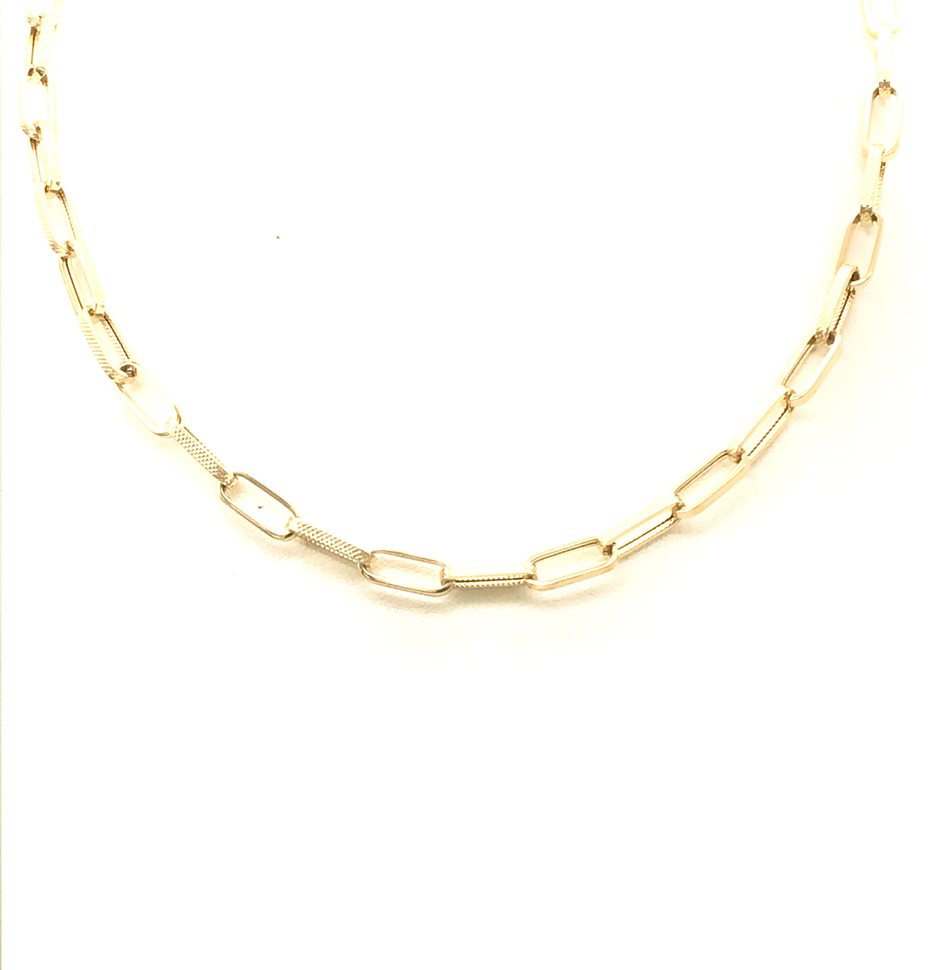 18K GOLD PAPER CLIP CHAIN NECKLACE - HANDMADE IN ITALY