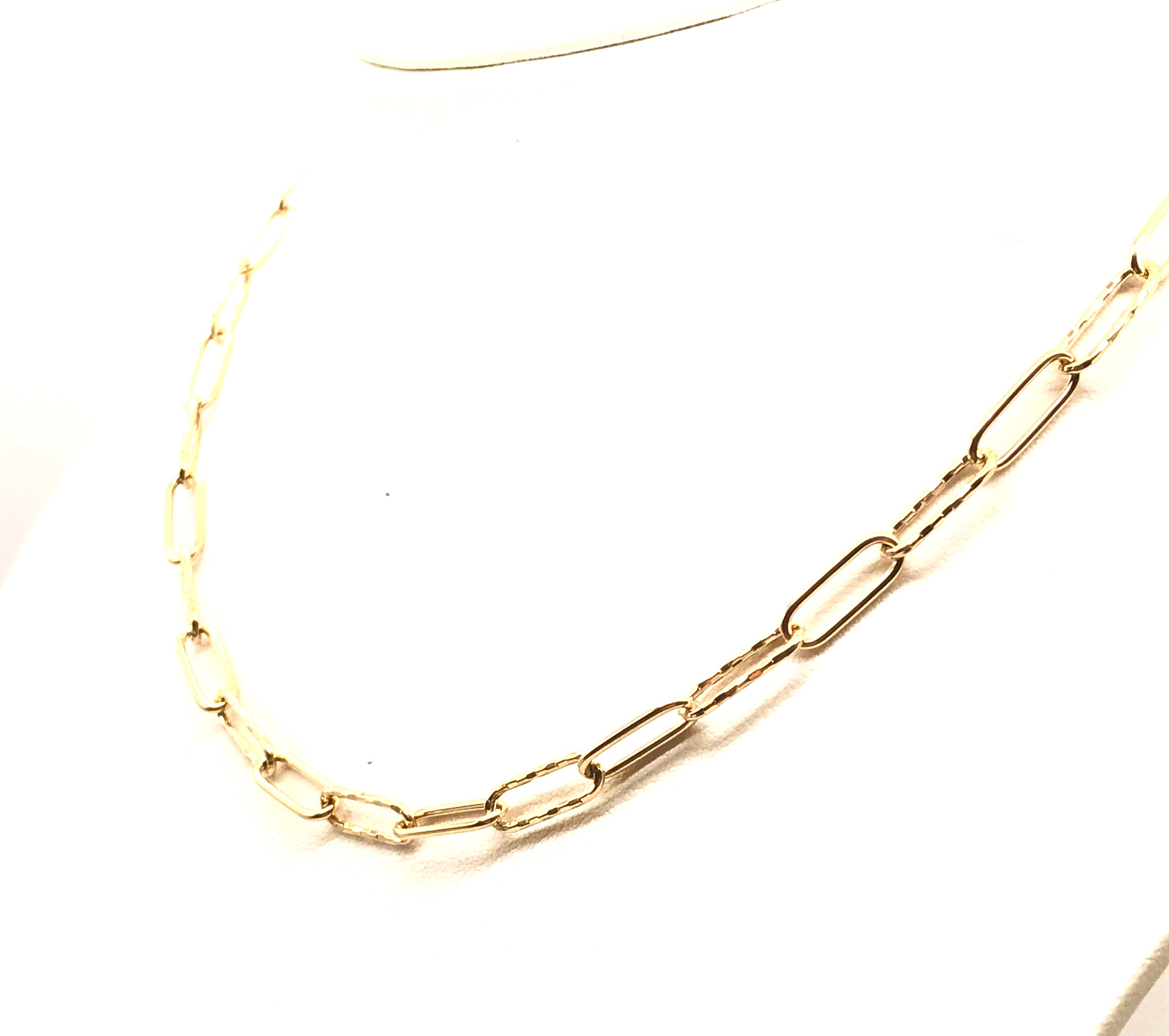 18K GOLD PAPER CLIP CHAIN NECKLACE - HANDMADE IN ITALY