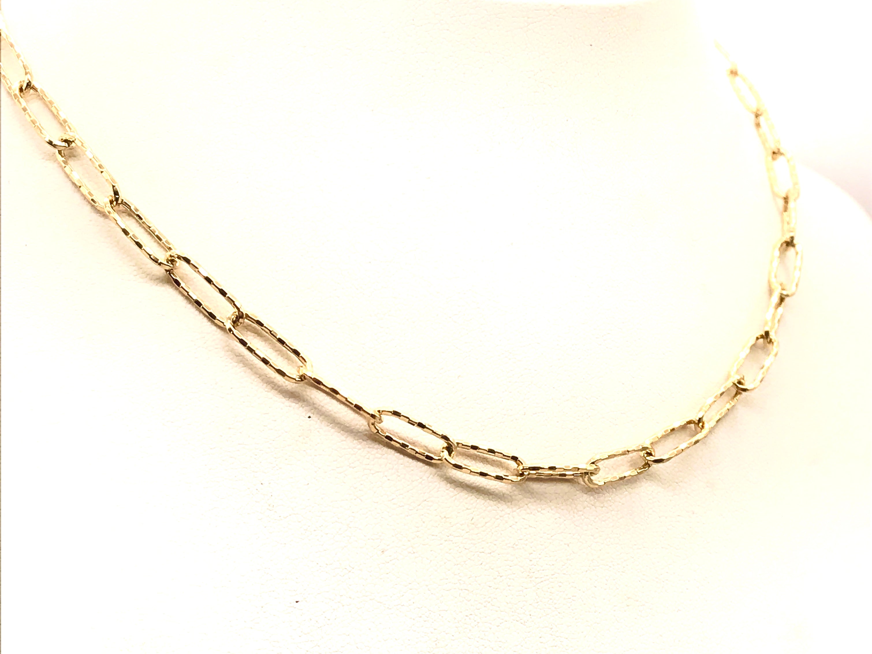 18K GOLD PAPER CLIP CHAIN NECKLACE - HANDMADE IN ITALY