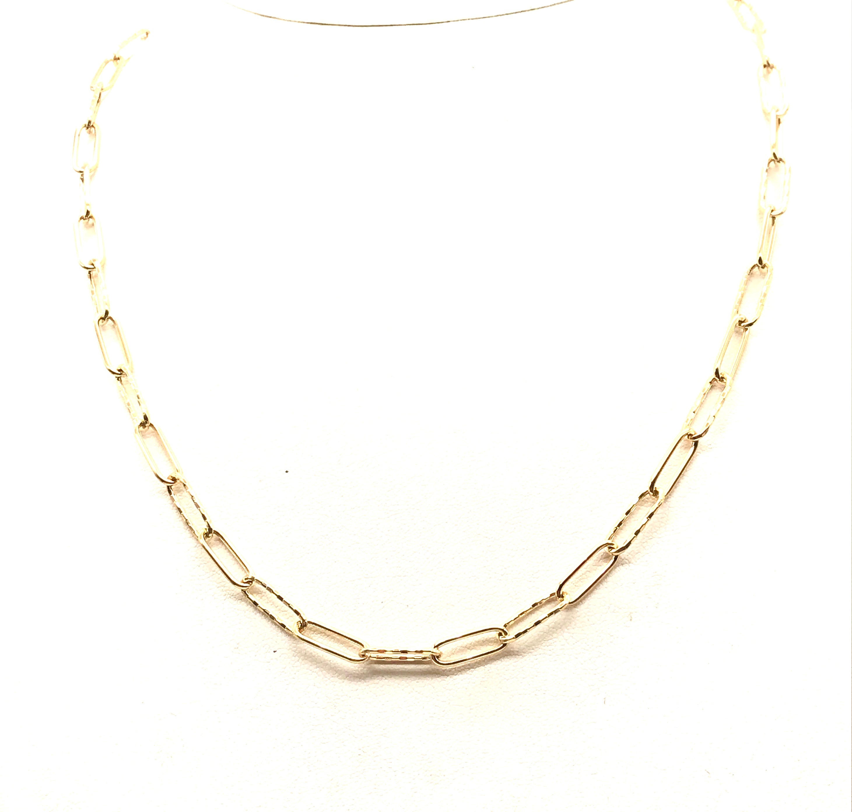 18K GOLD PAPER CLIP CHAIN NECKLACE - HANDMADE IN ITALY