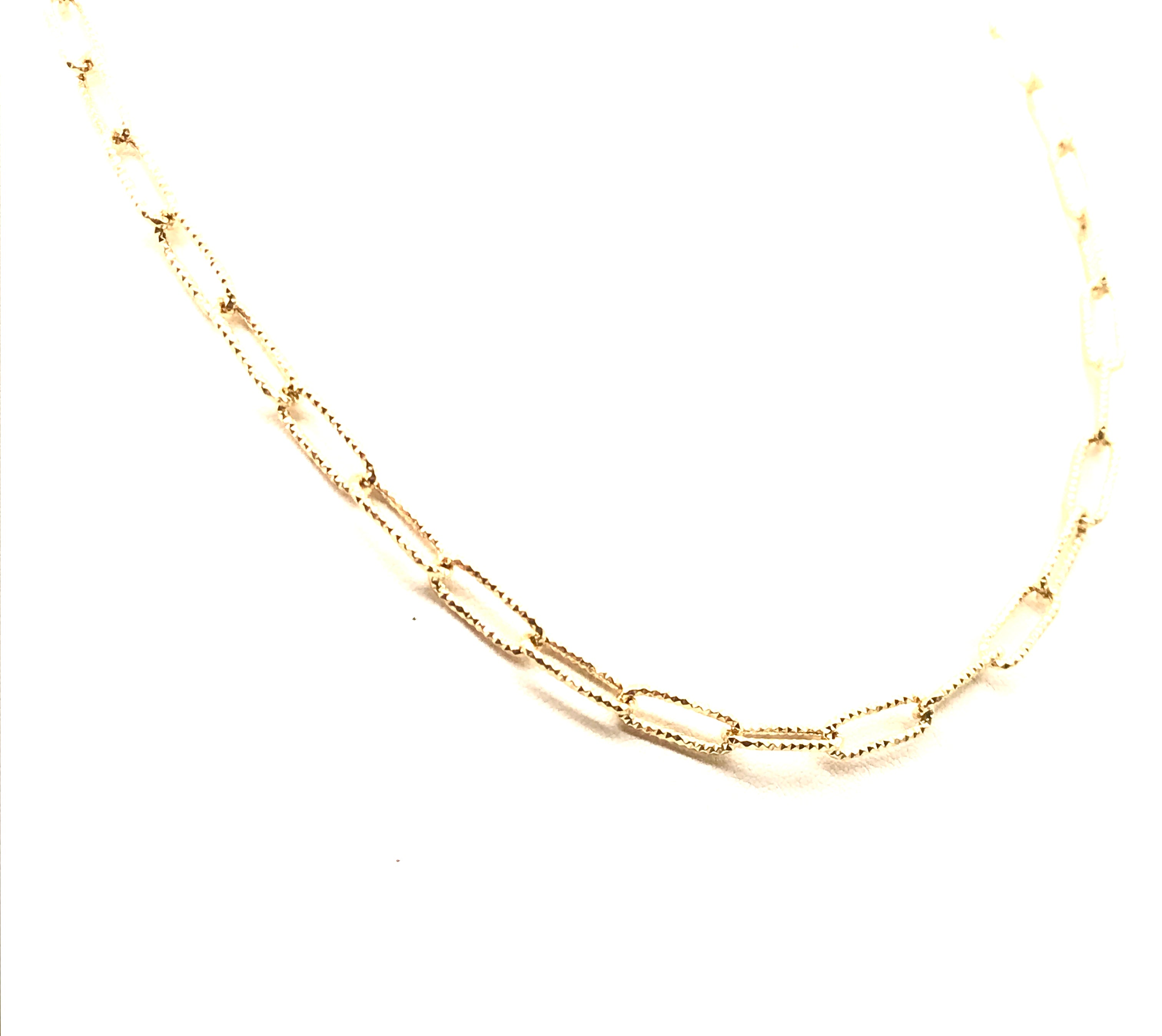 18K GOLD PAPER CLIP CHAIN NECKLACE - HANDMADE IN ITALY