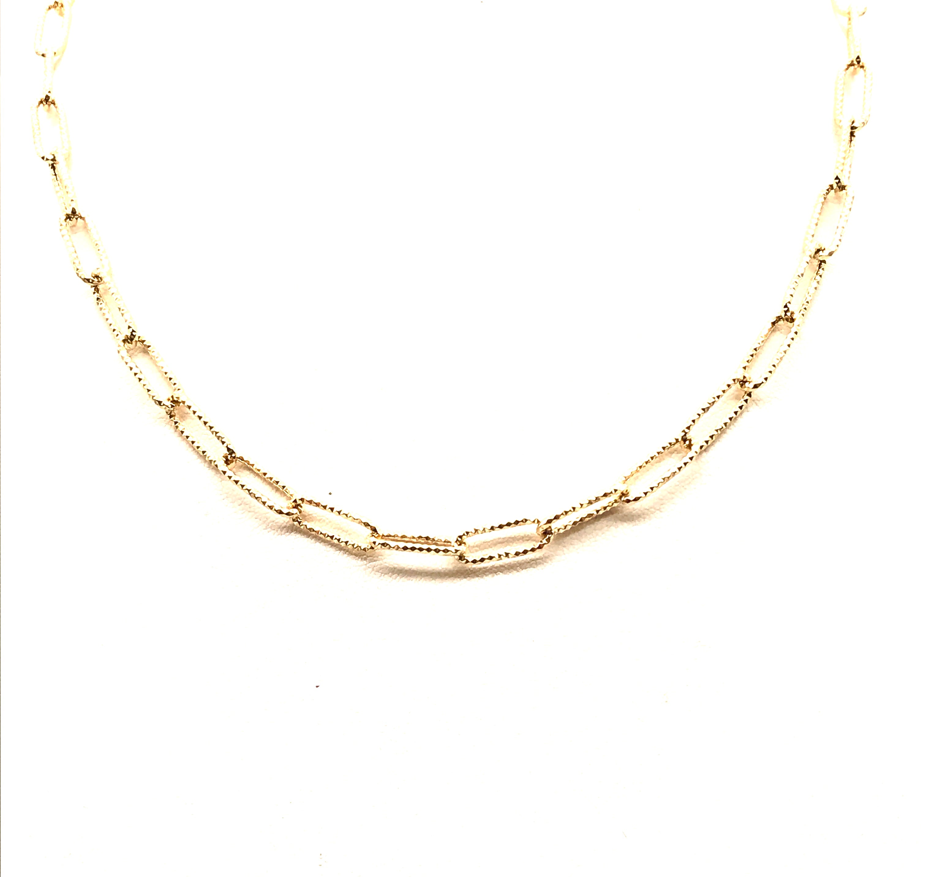 18K GOLD PAPER CLIP CHAIN NECKLACE - HANDMADE IN ITALY