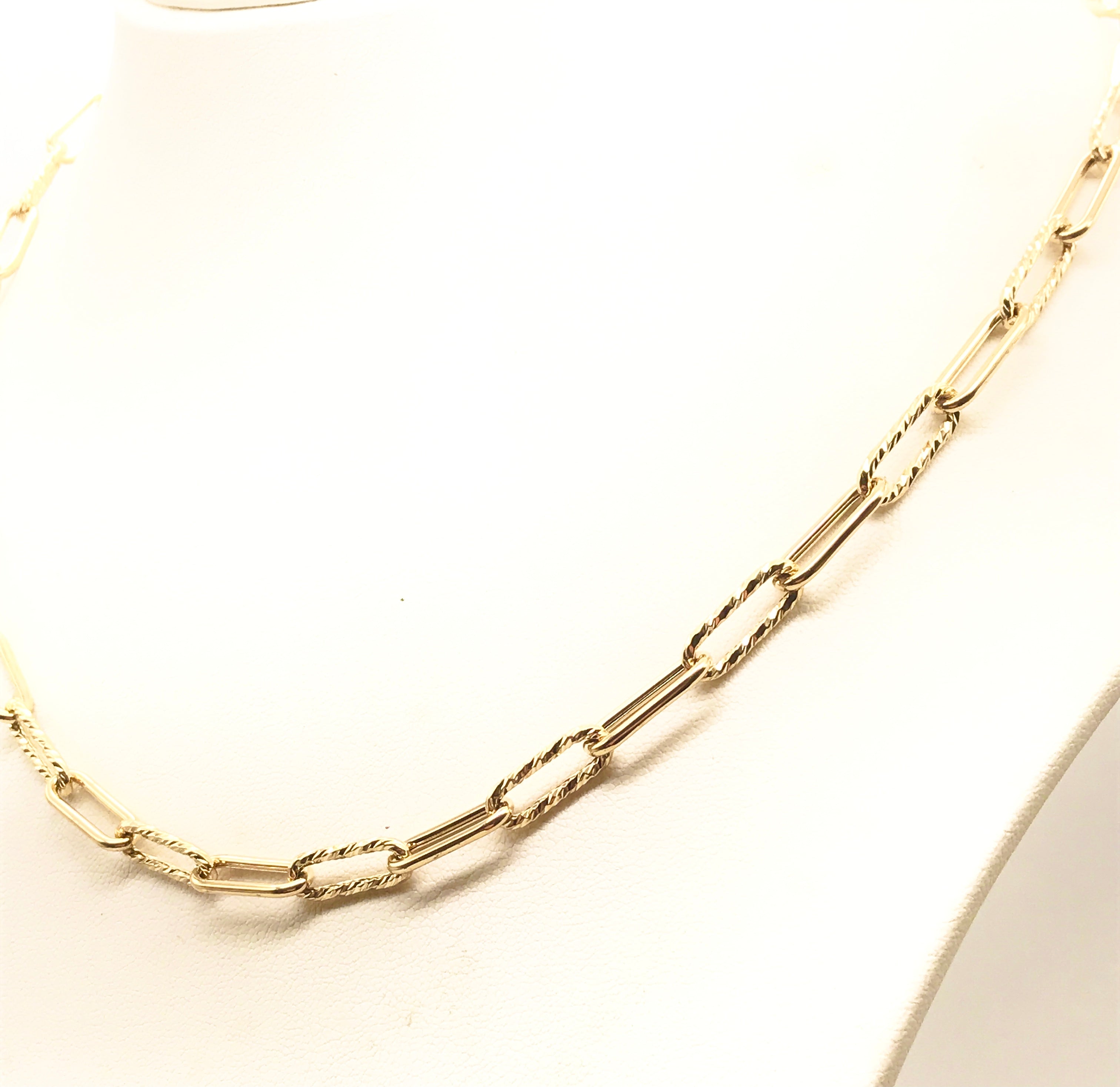 18K GOLD PAPER CLIP CHAIN NECKLACE - HANDMADE IN ITALY