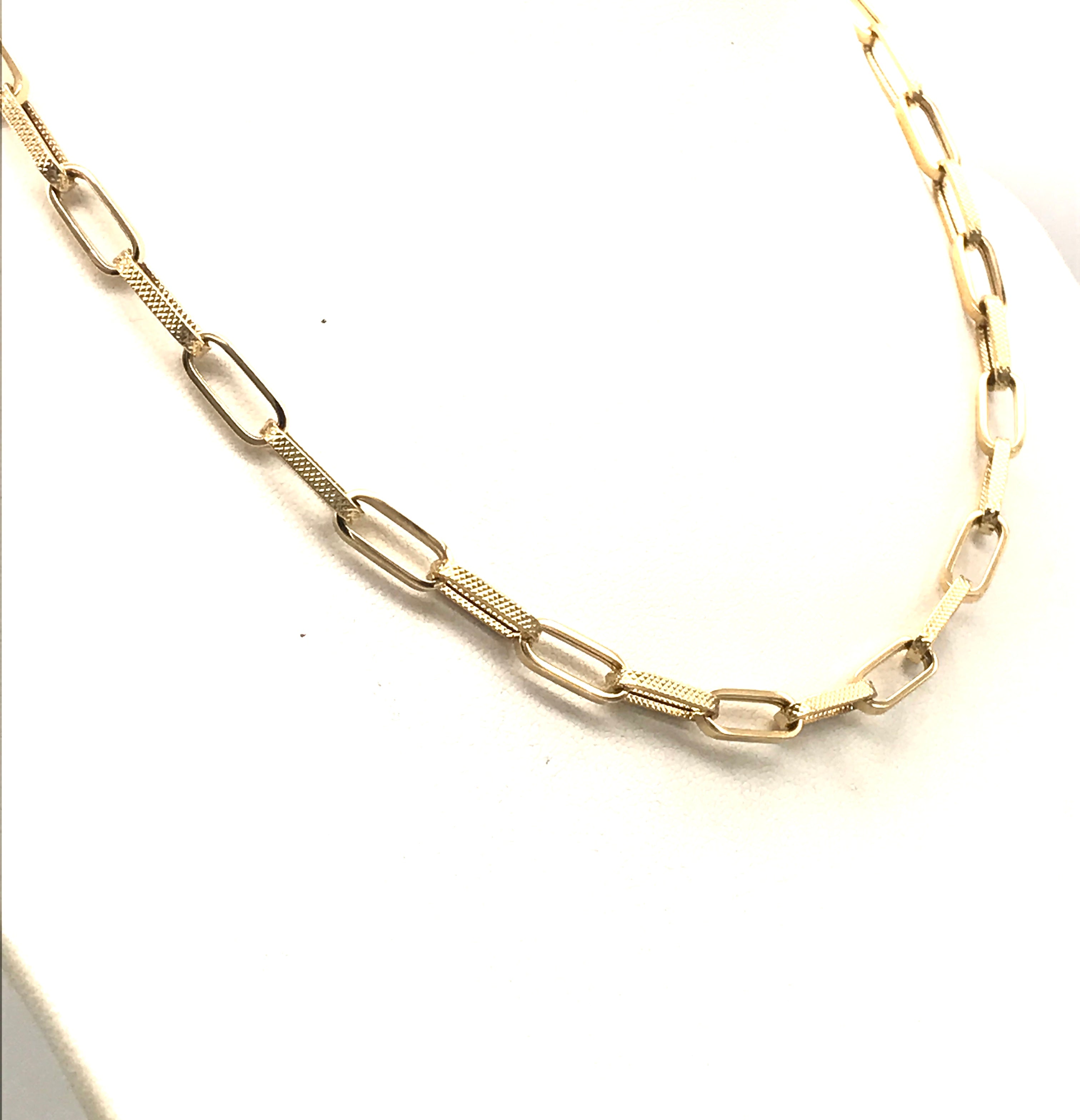 18K GOLD PAPER CLIP CHAIN NECKLACE - HANDMADE IN ITALY