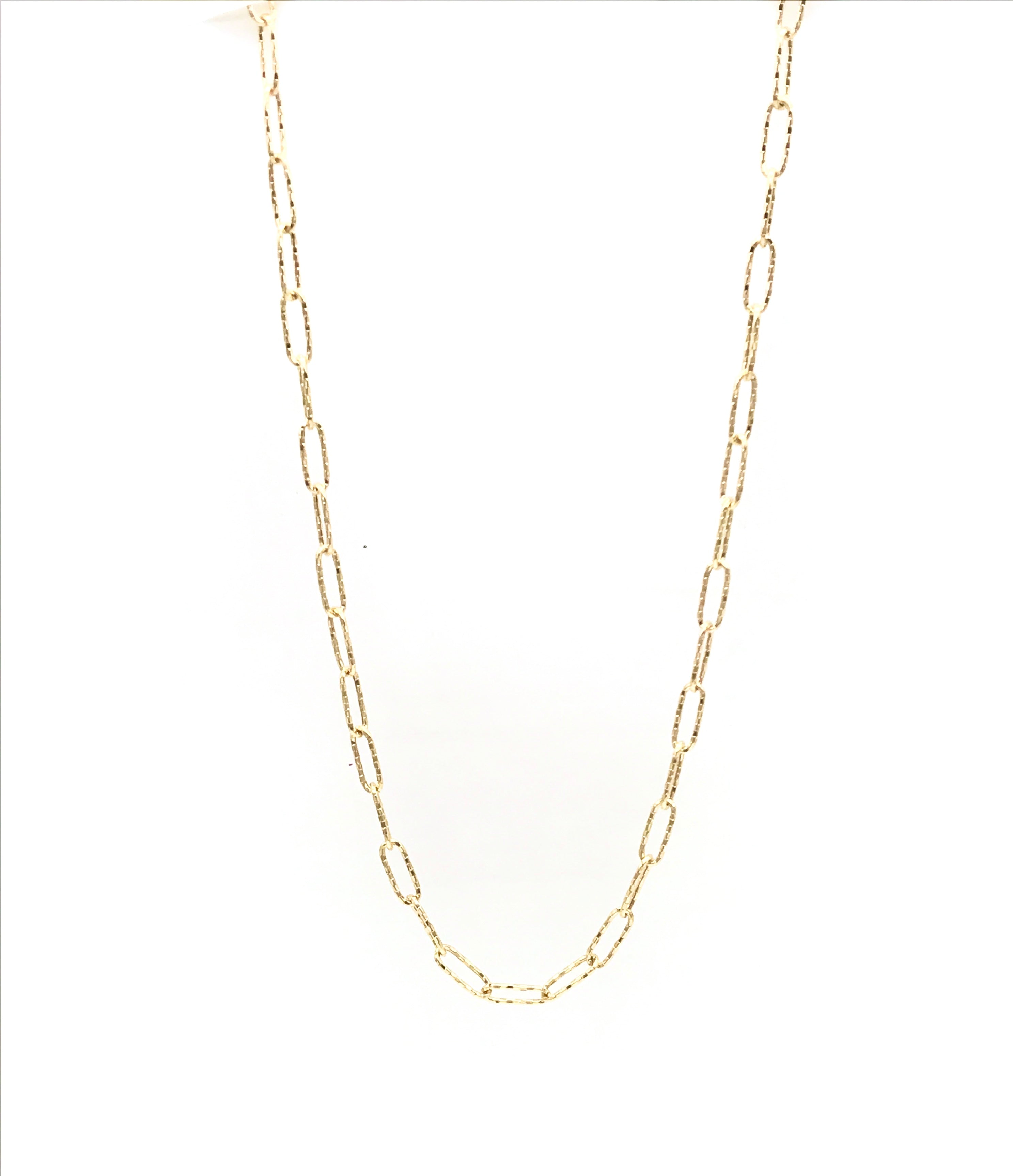 18K GOLD PAPER CLIP CHAIN NECKLACE - HANDMADE IN ITALY