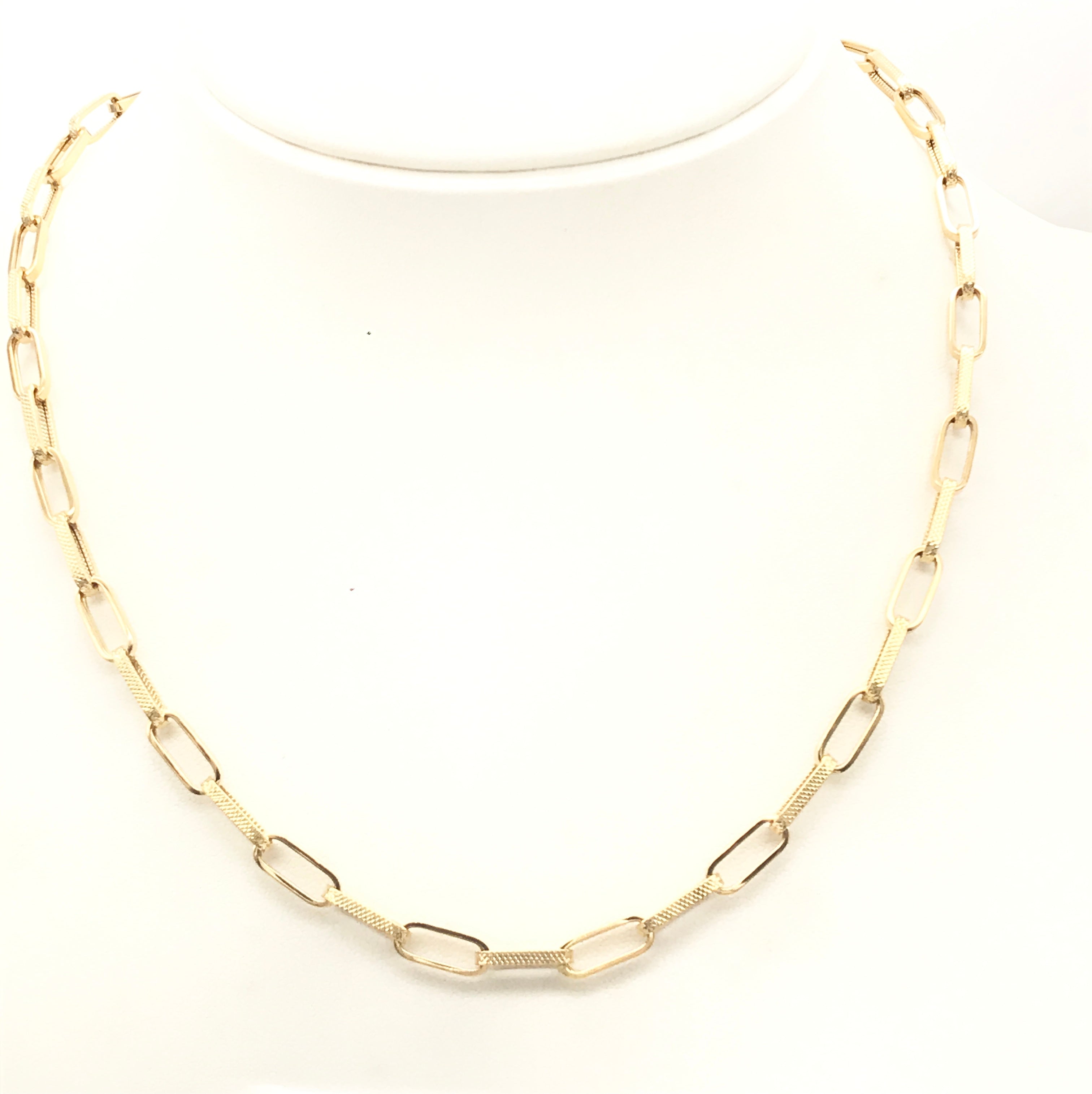 18K GOLD PAPER CLIP CHAIN NECKLACE - HANDMADE IN ITALY