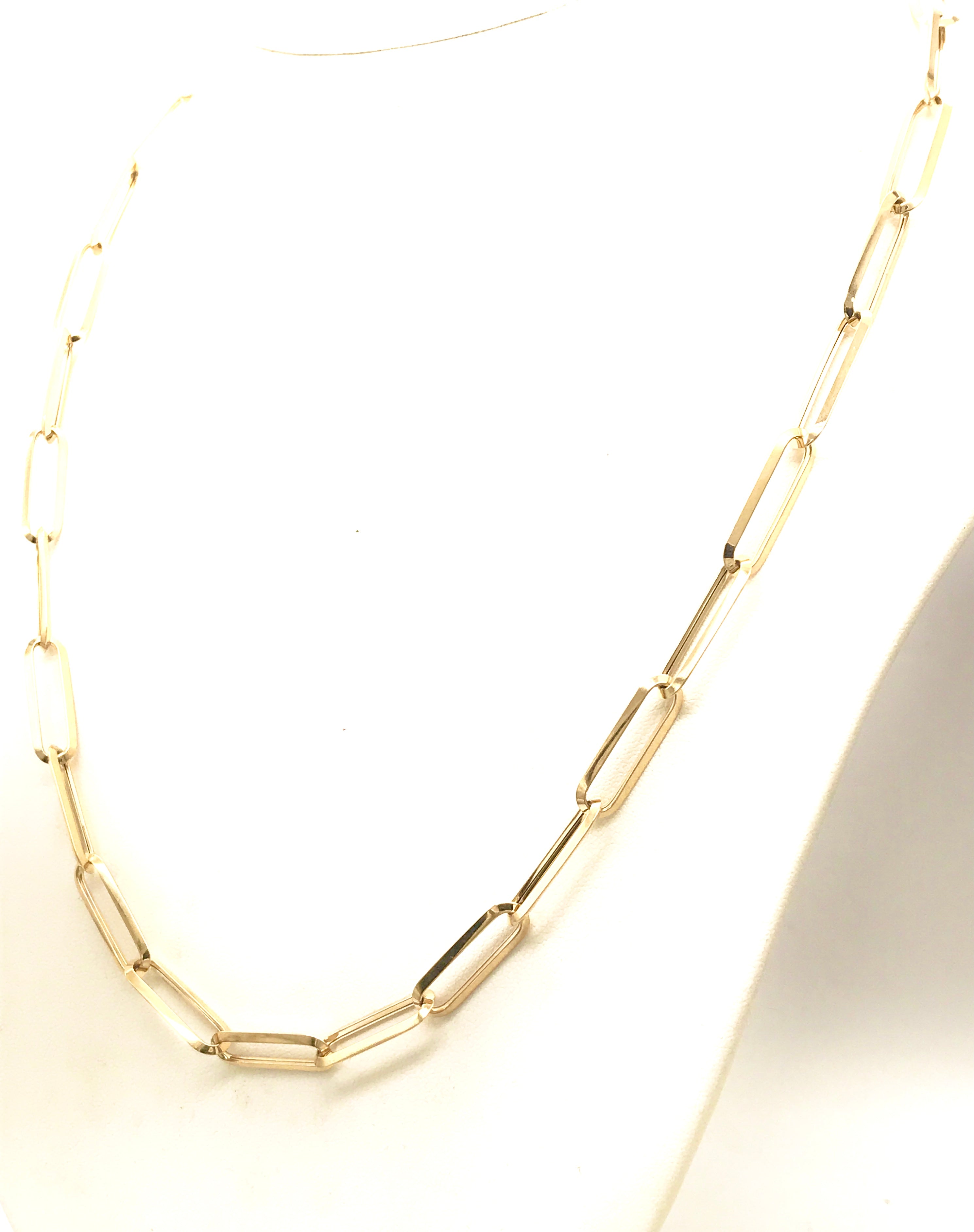 18K GOLD PAPER CLIP CHAIN NECKLACE - HANDMADE IN ITALY