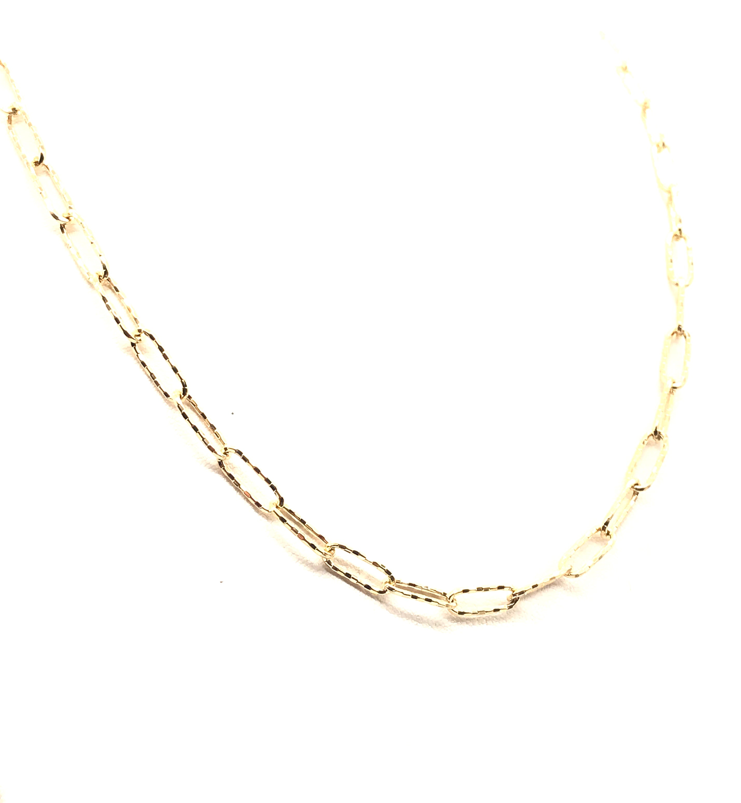 18K GOLD PAPER CLIP CHAIN NECKLACE - HANDMADE IN ITALY