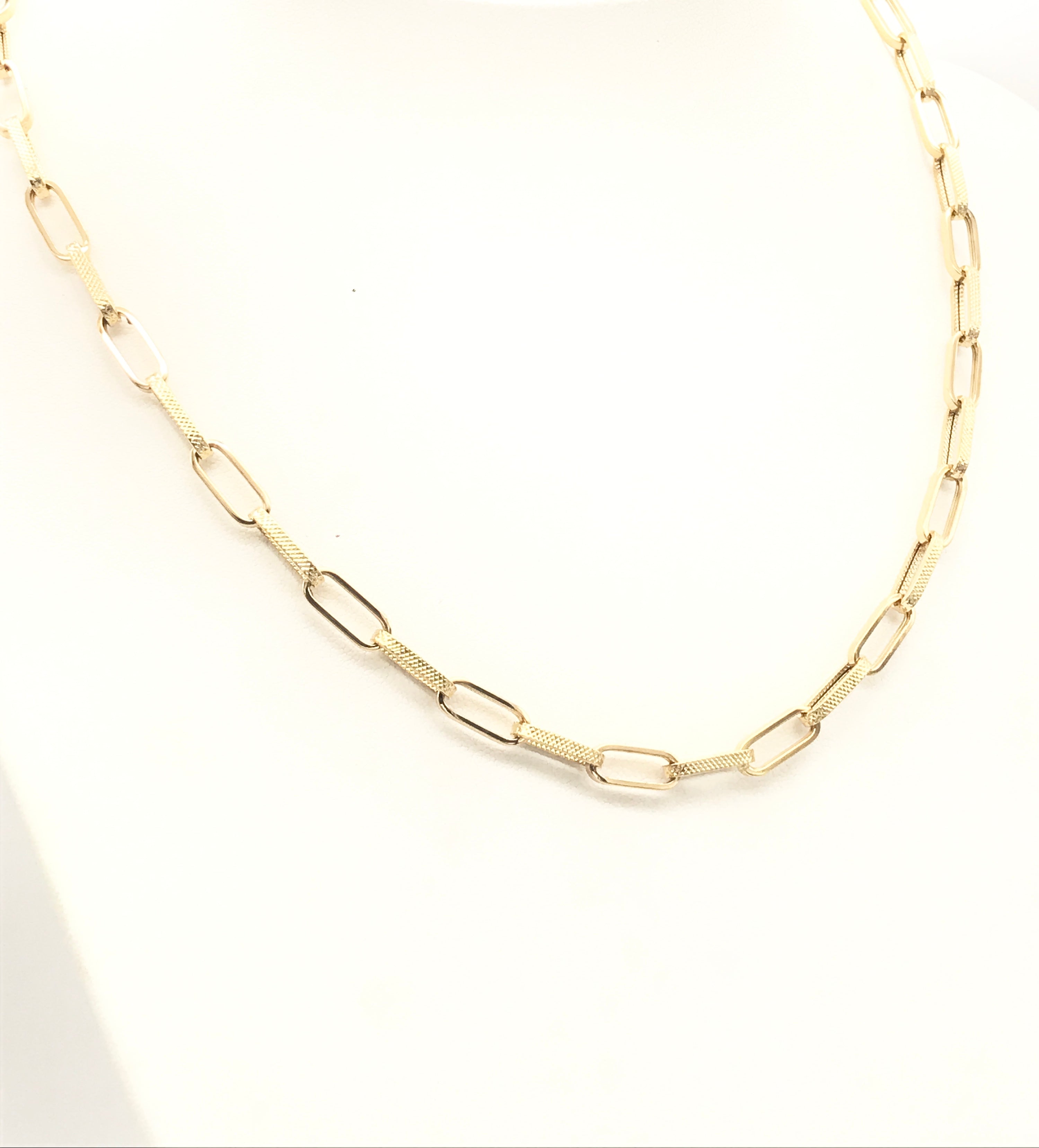 18K GOLD PAPER CLIP CHAIN NECKLACE - HANDMADE IN ITALY