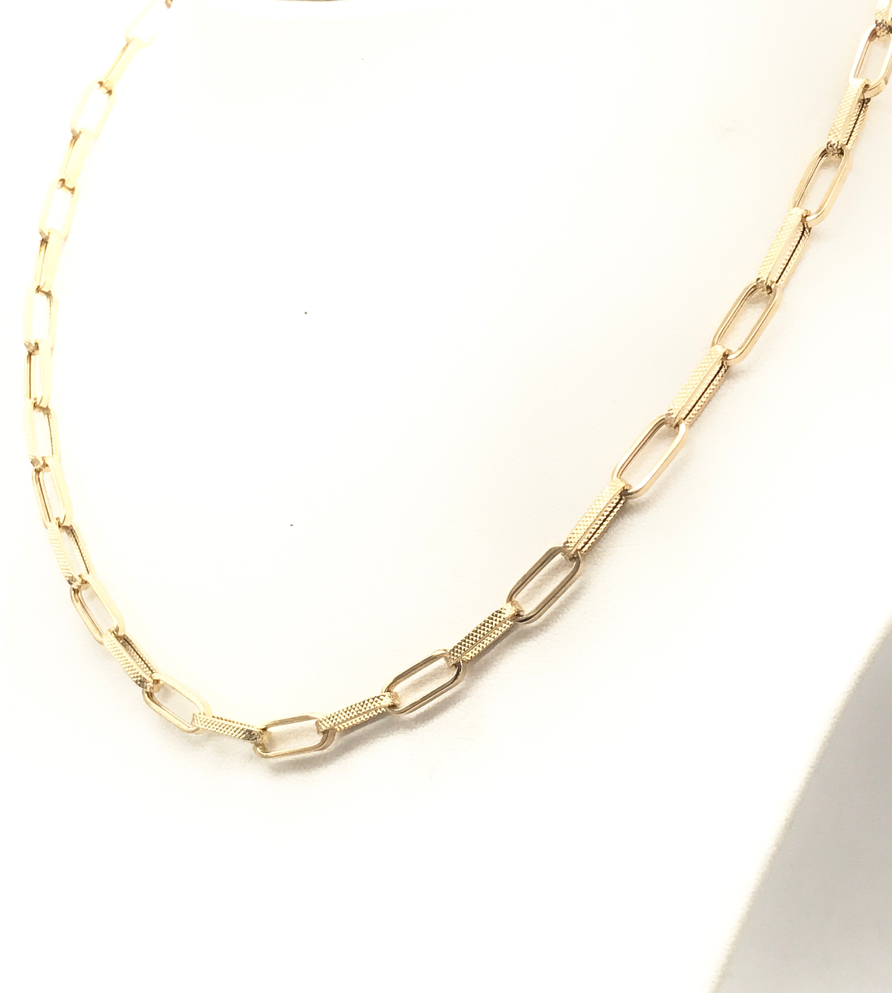 18K GOLD PAPER CLIP CHAIN NECKLACE - HANDMADE IN ITALY