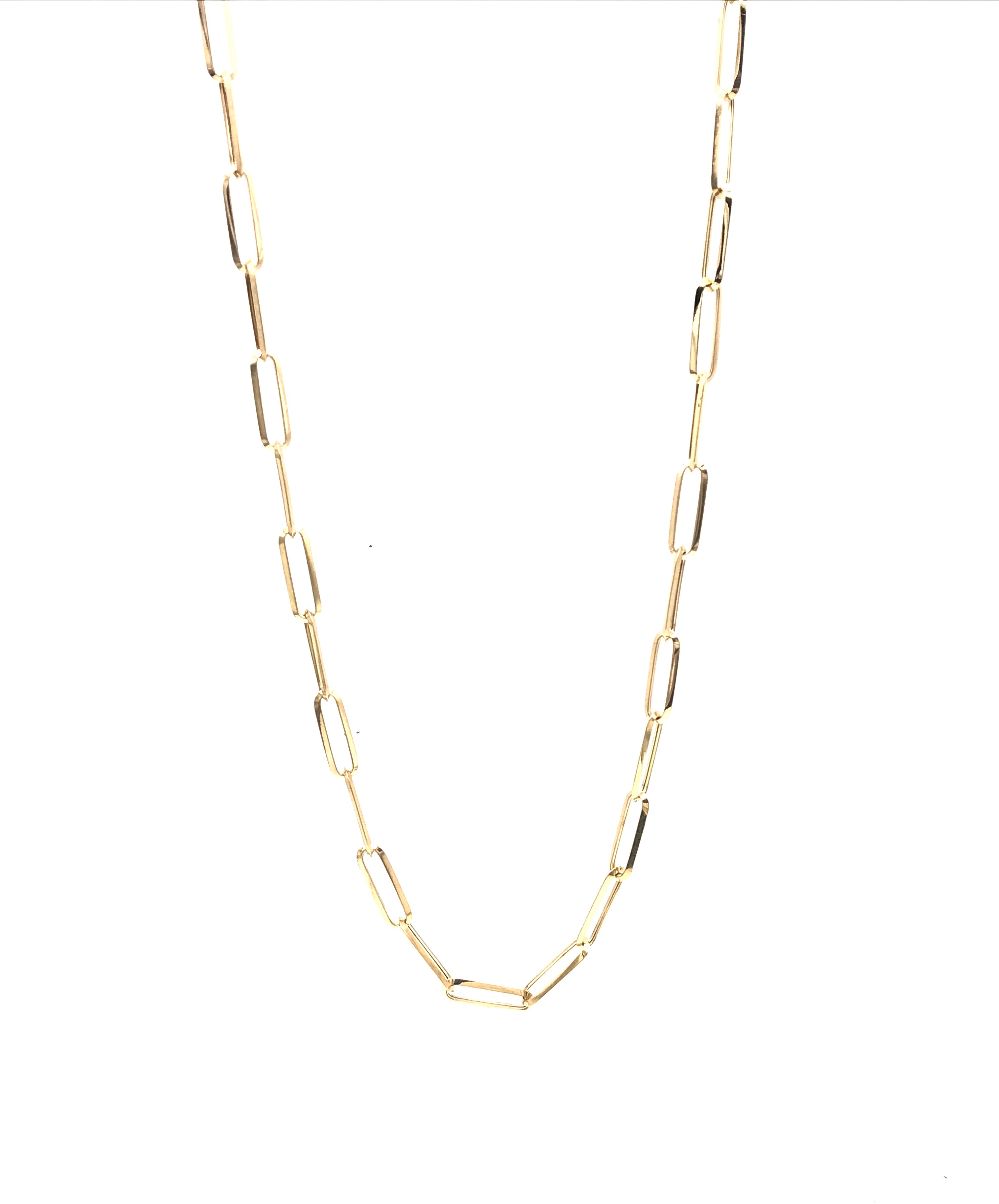 18K GOLD PAPER CLIP CHAIN NECKLACE - HANDMADE IN ITALY