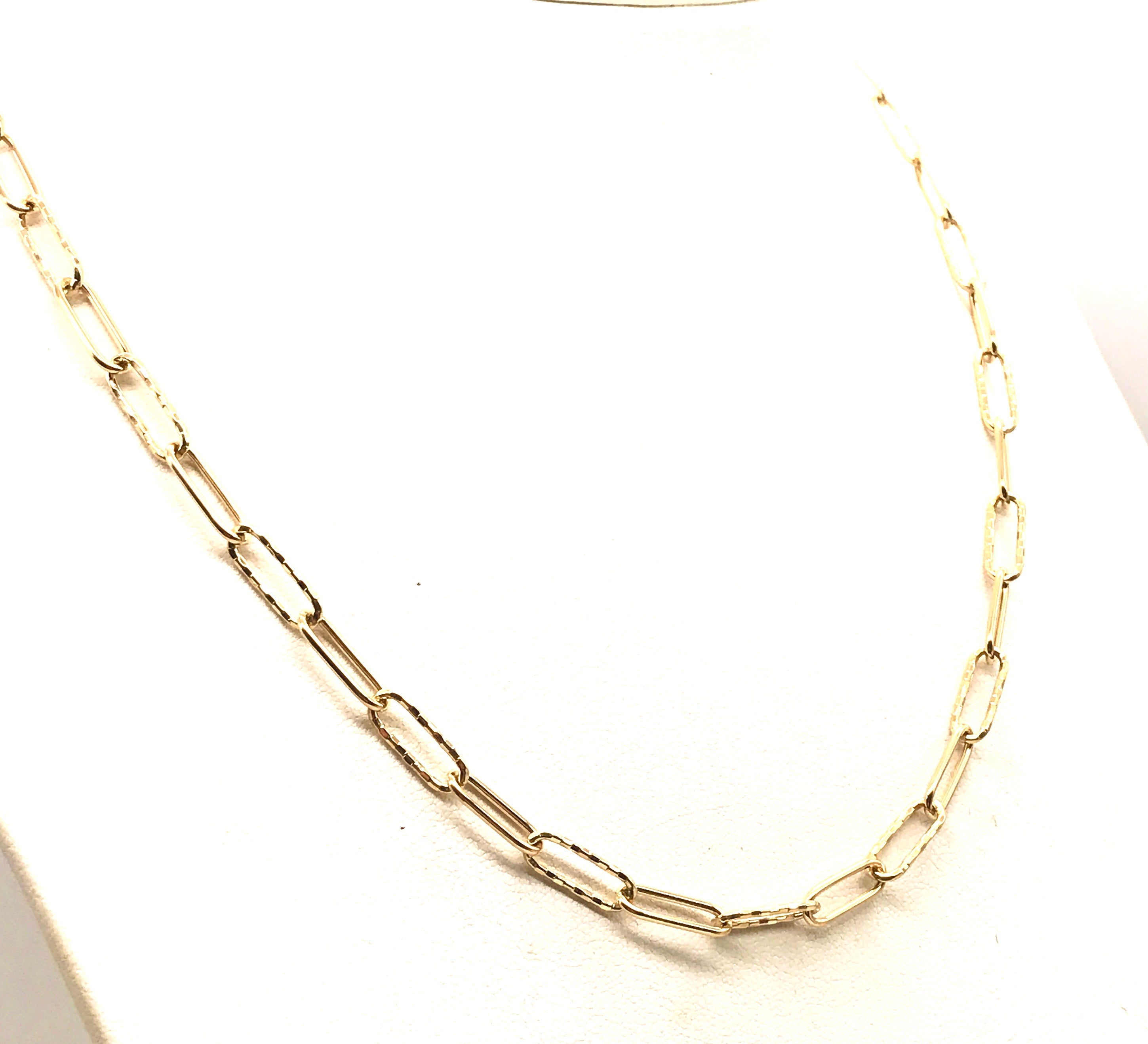 18K GOLD PAPER CLIP CHAIN NECKLACE - HANDMADE IN ITALY