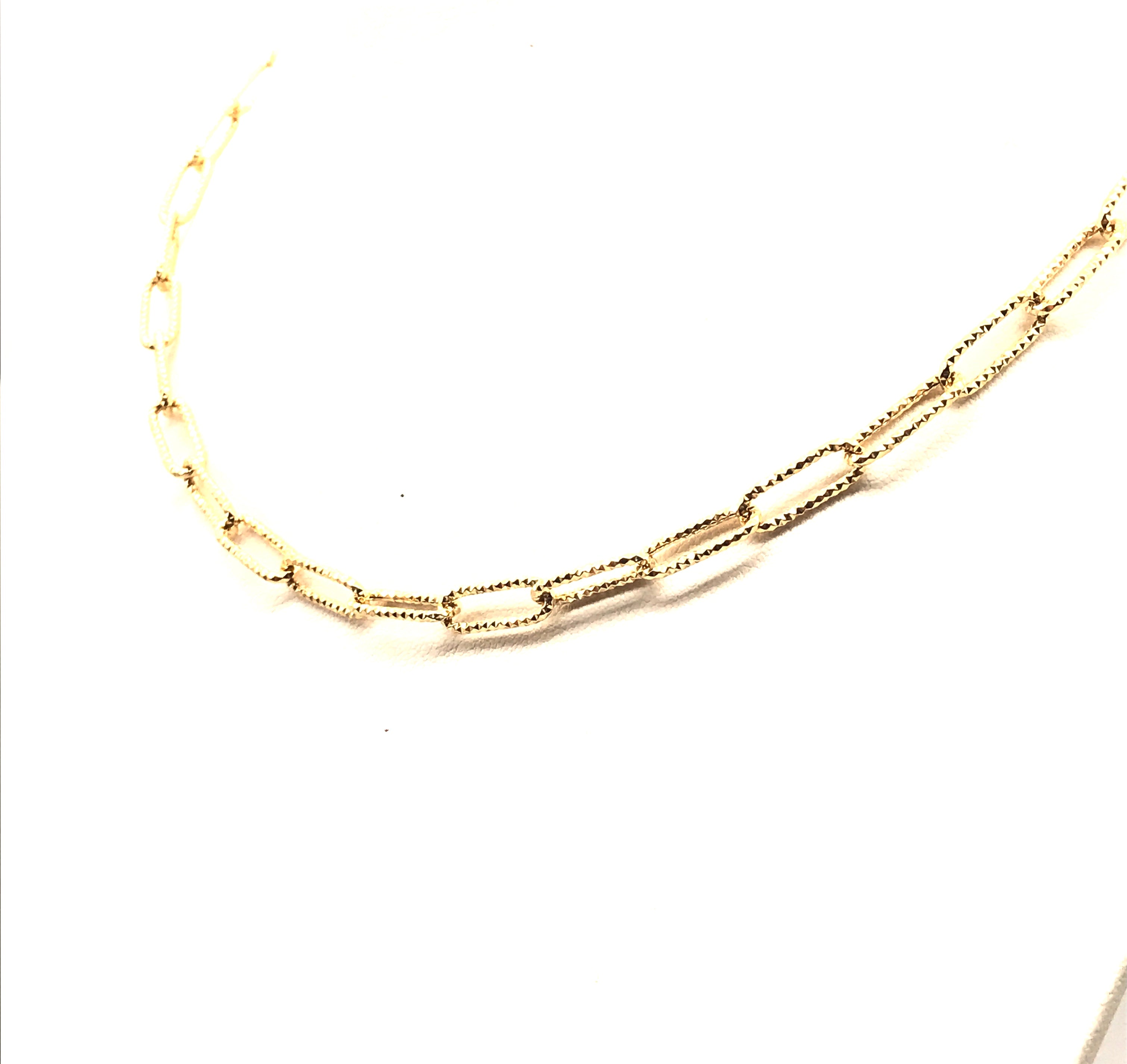 18K GOLD PAPER CLIP CHAIN NECKLACE - HANDMADE IN ITALY