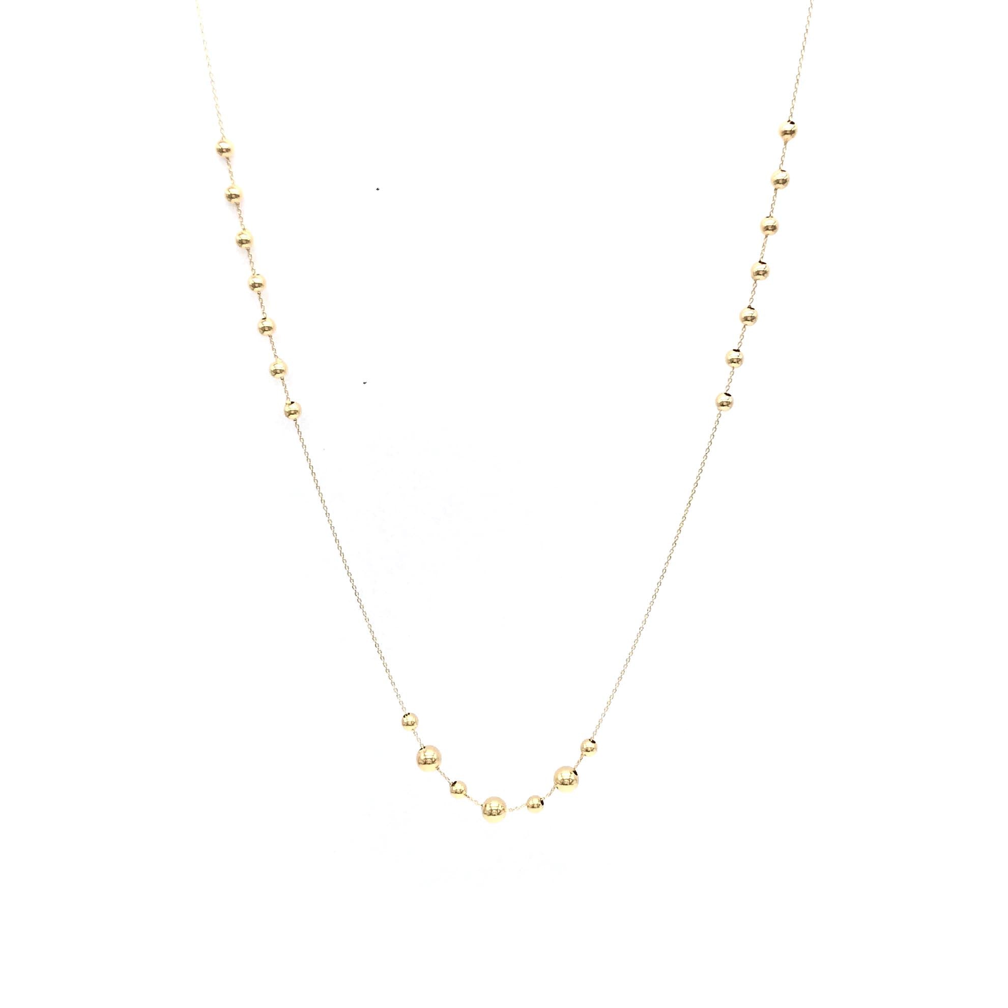 18K GOLD SPHERES LONG NECKLACE - HANDMADE IN ITALY