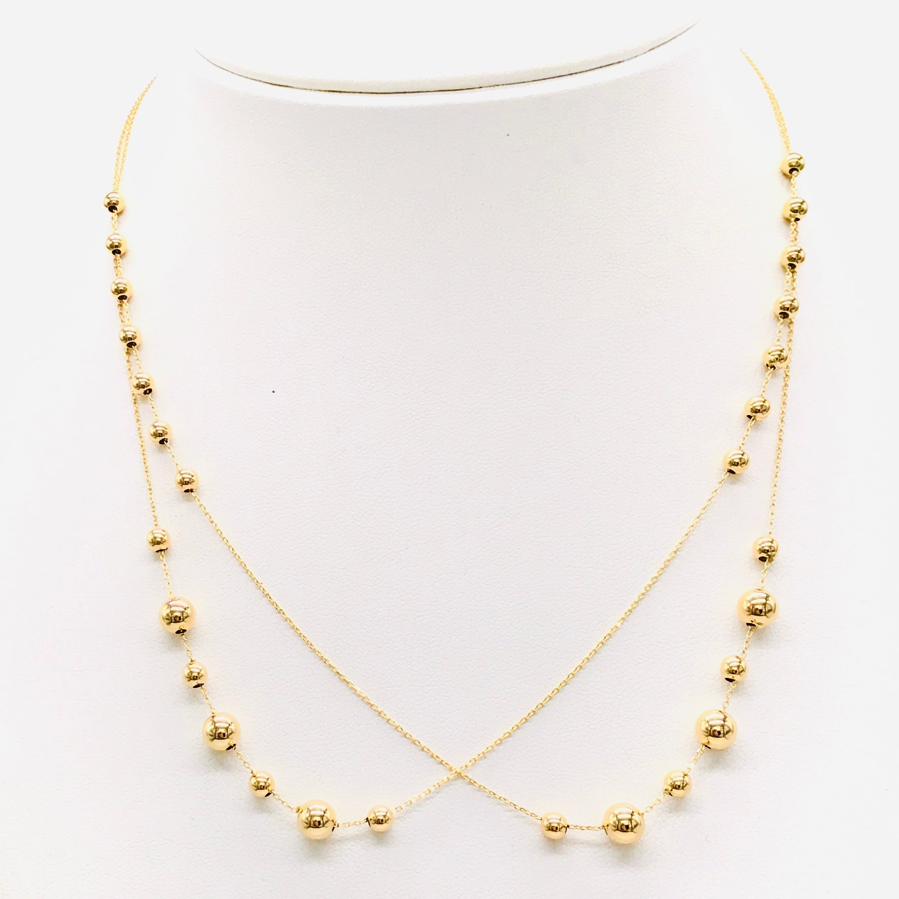 18K GOLD SPHERES LONG NECKLACE - HANDMADE IN ITALY