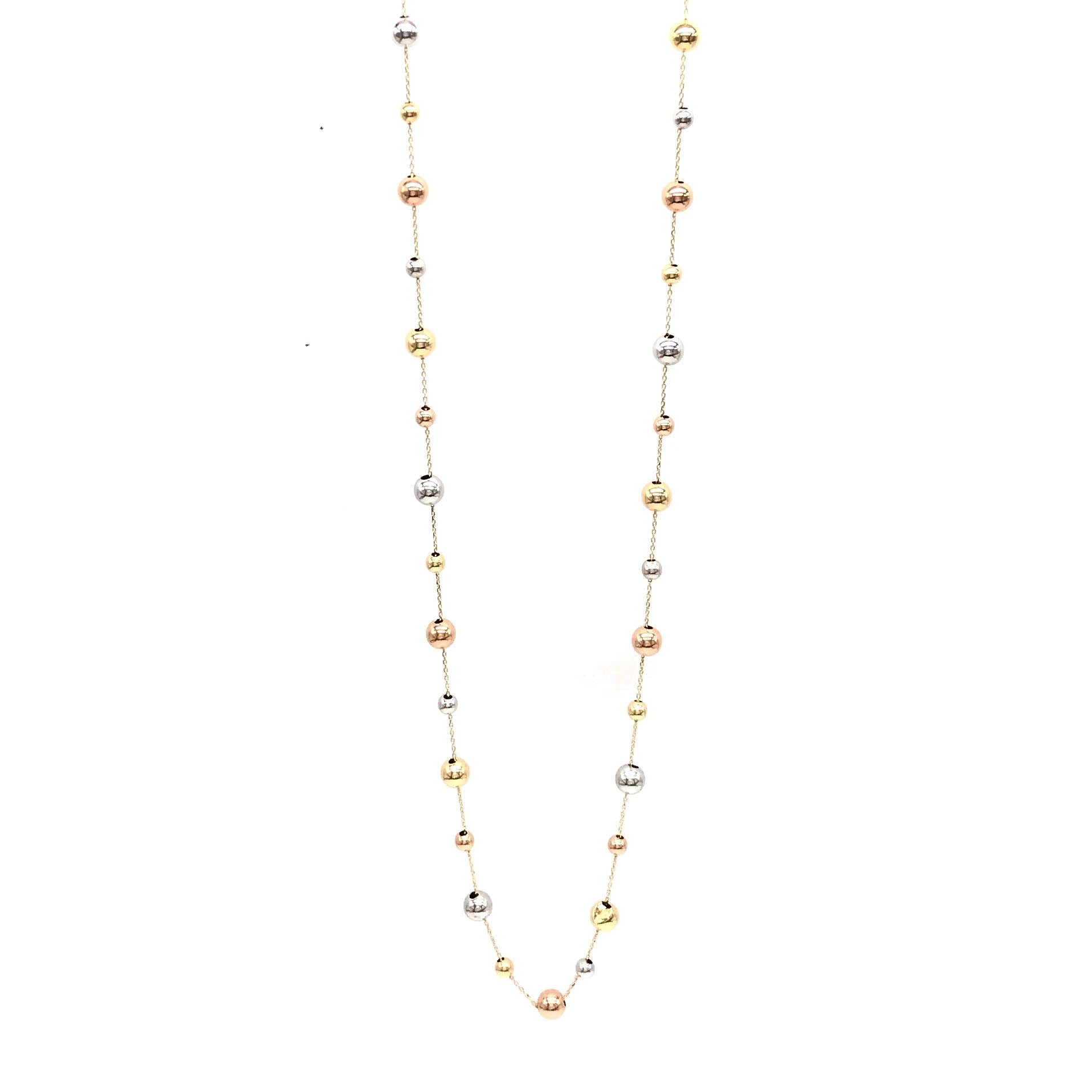 18K GOLD SPHERES LONG NECKLACE - HANDMADE IN ITALY