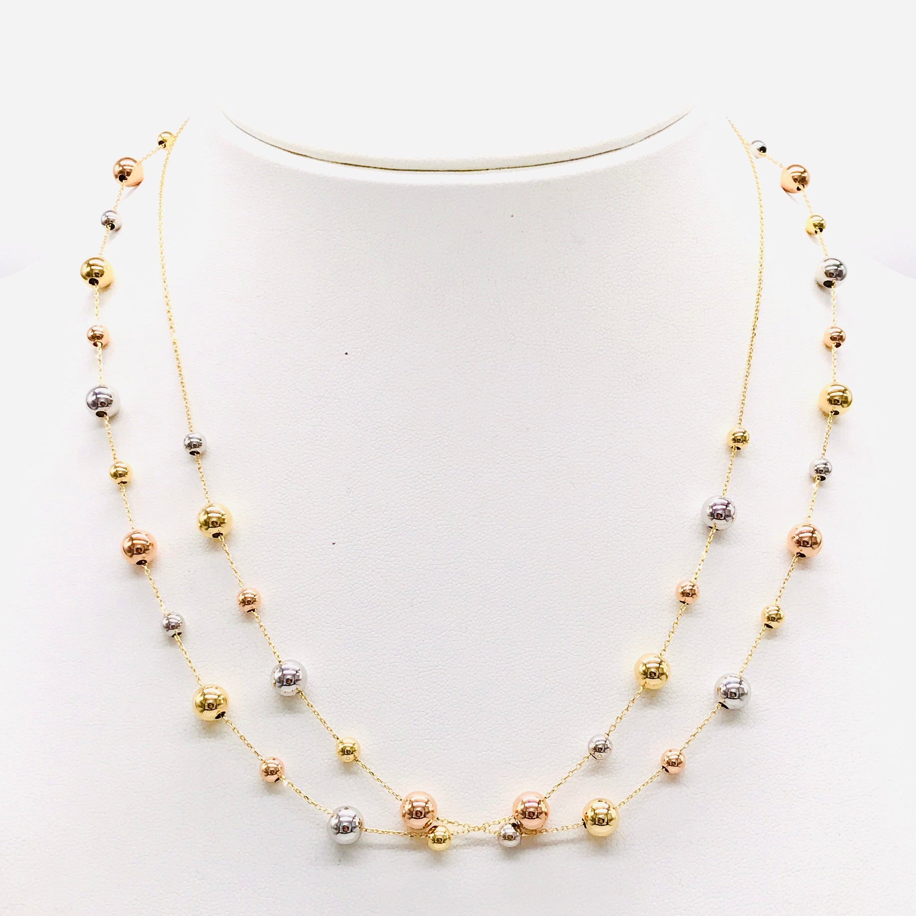 18K GOLD SPHERES LONG NECKLACE - HANDMADE IN ITALY