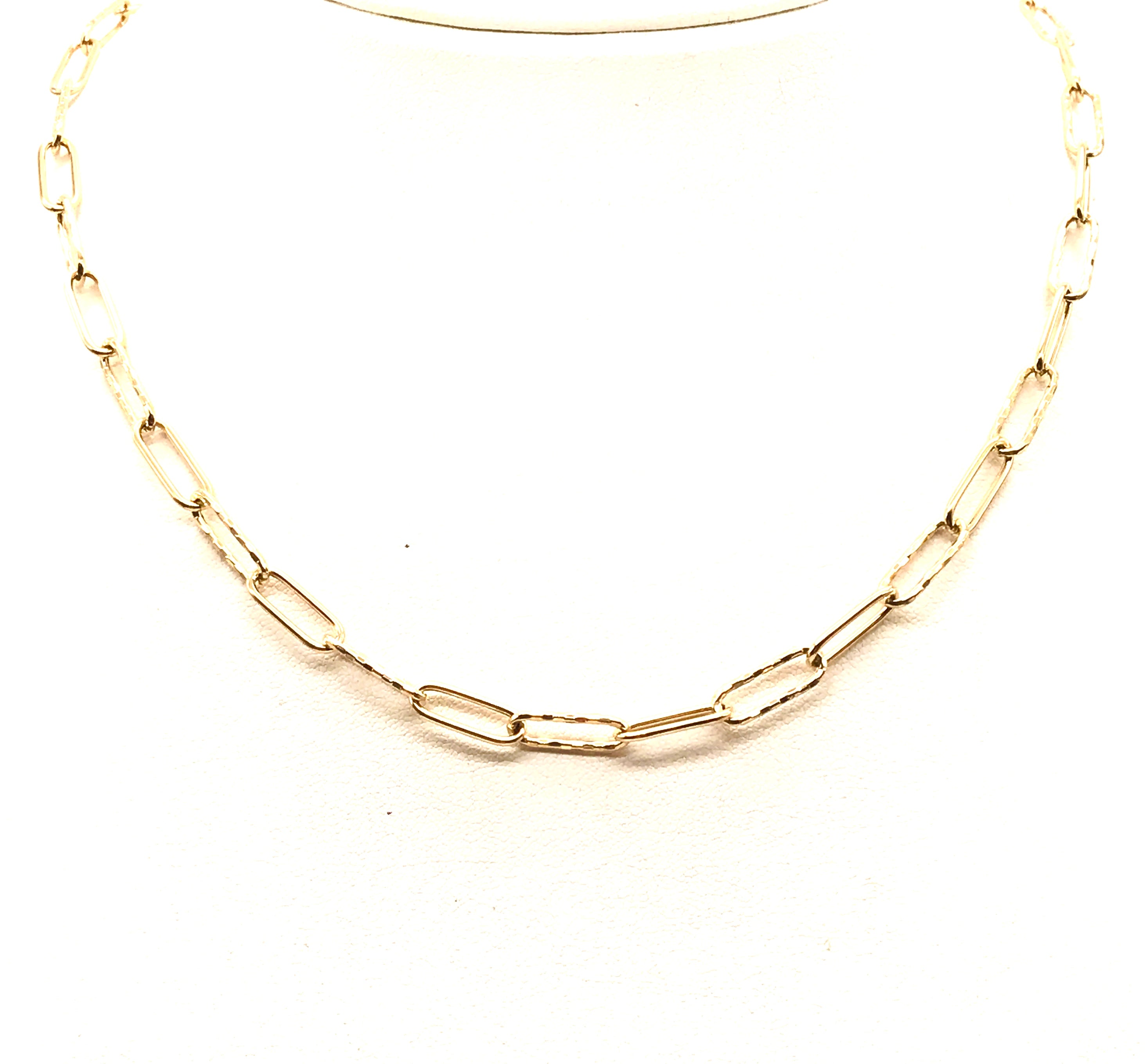 18K GOLD PAPER CLIP CHAIN NECKLACE - HANDMADE IN ITALY