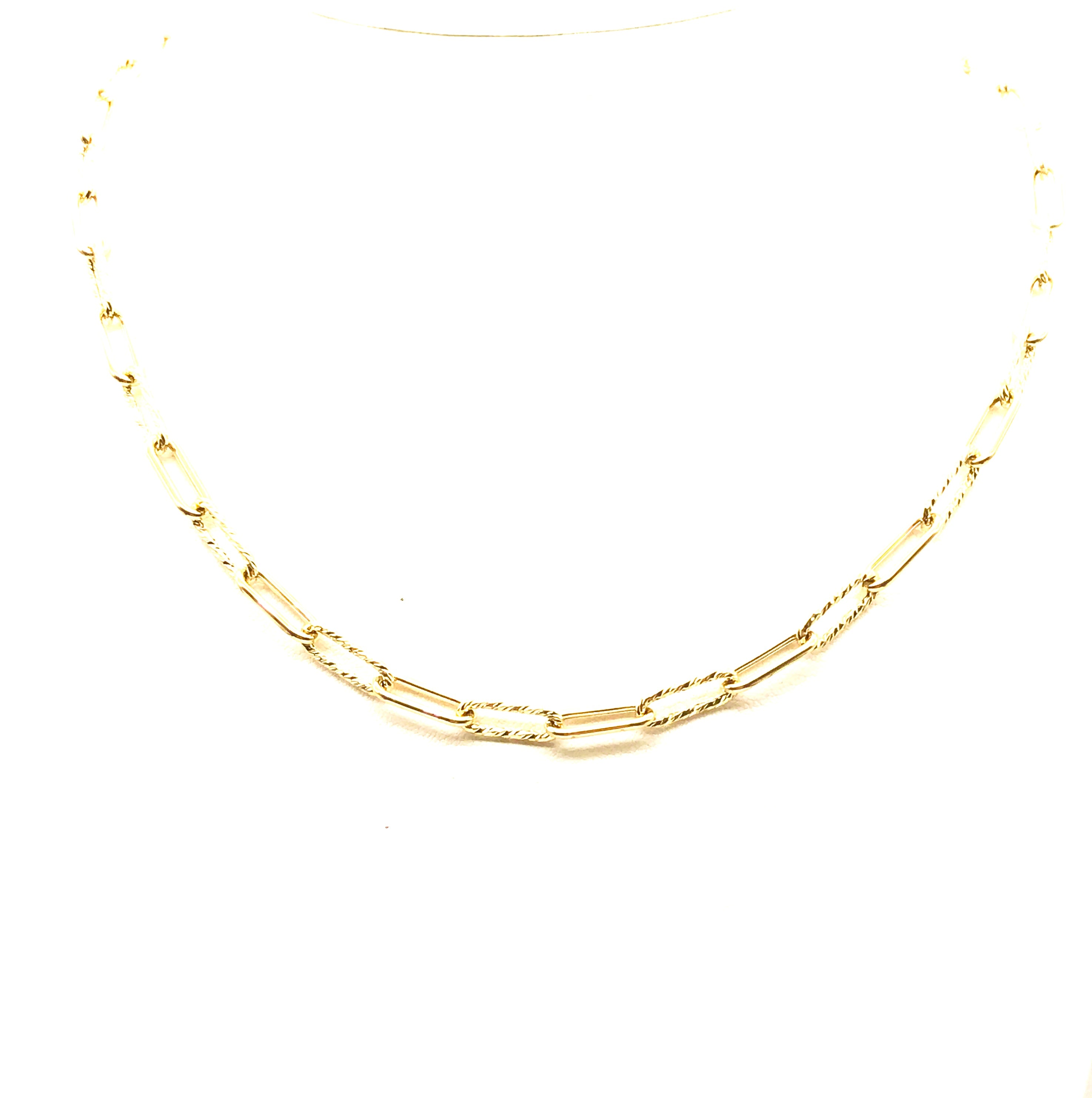 18K GOLD PAPER CLIP CHAIN NECKLACE - HANDMADE IN ITALY