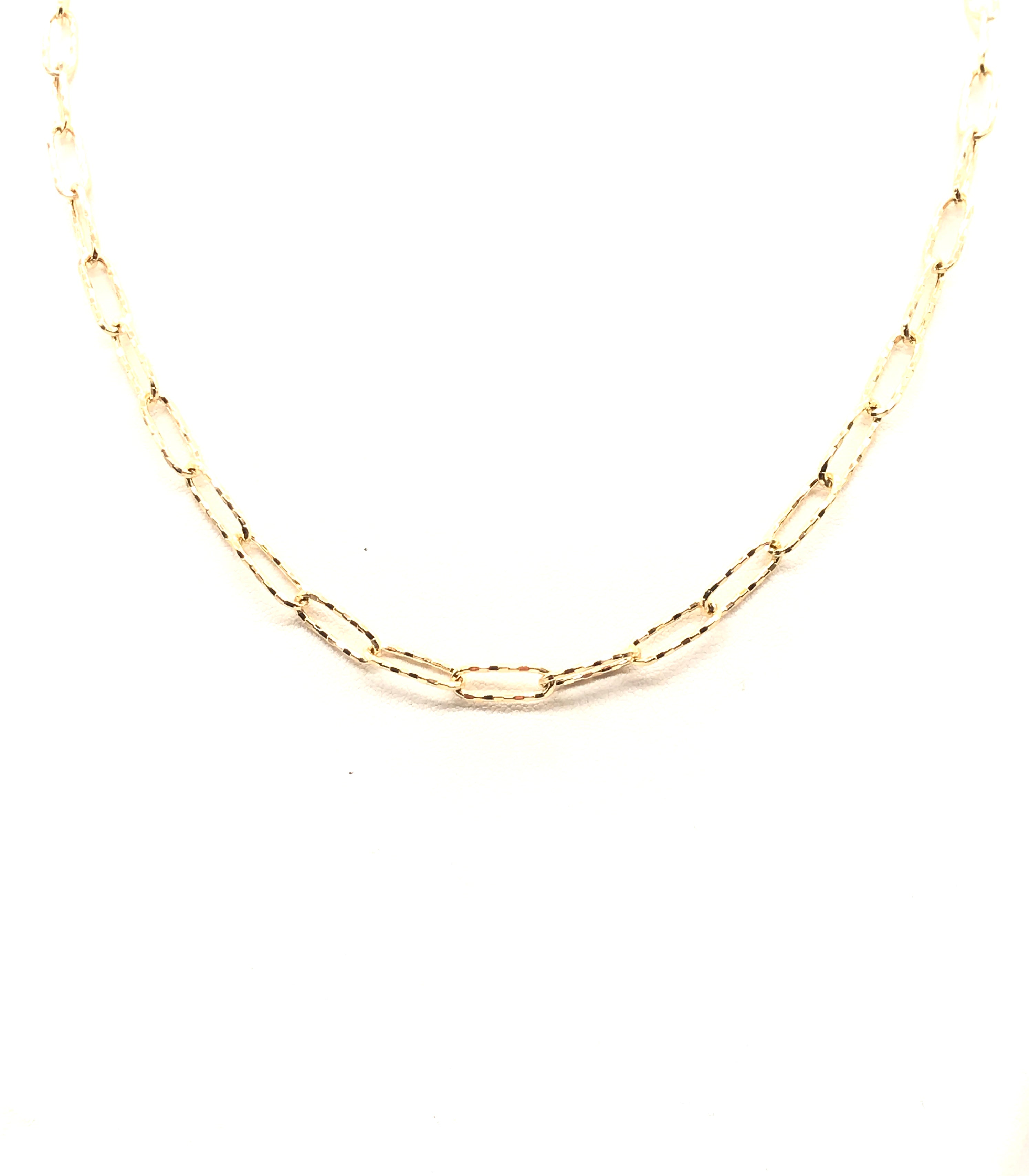 18K GOLD PAPER CLIP CHAIN NECKLACE - HANDMADE IN ITALY
