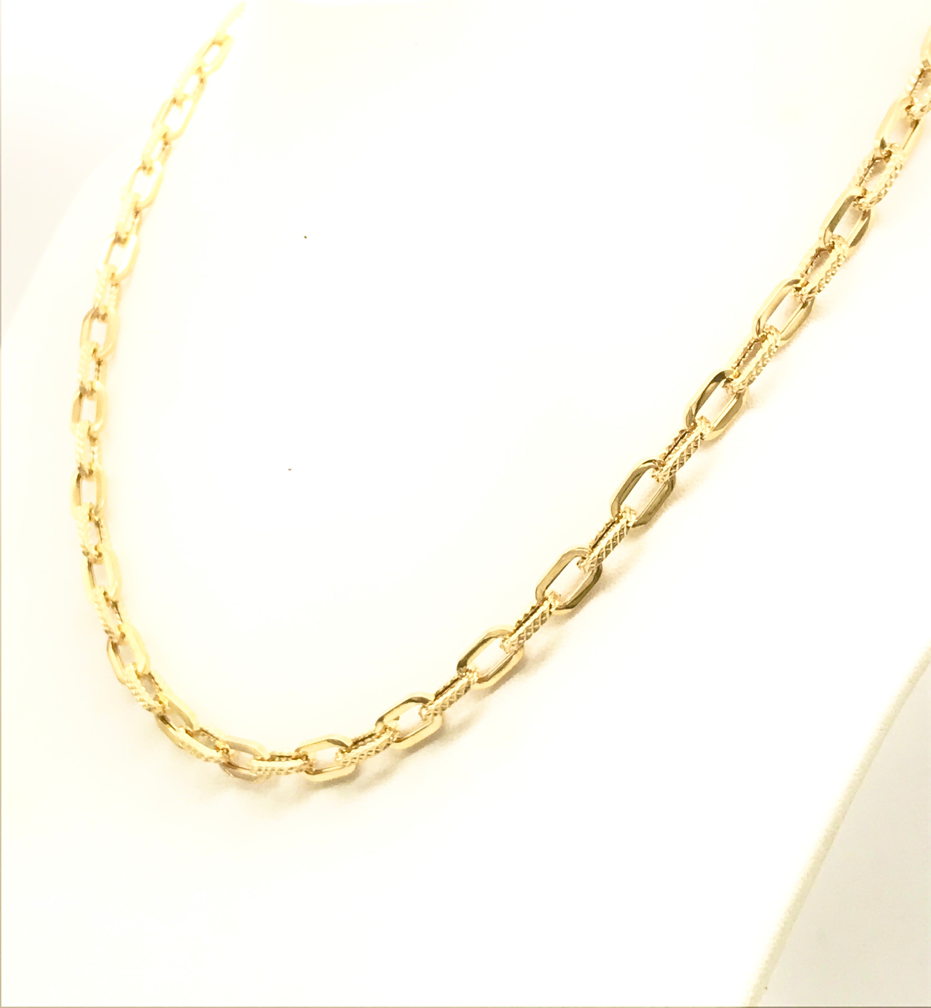 18K GOLD PAPER CLIP CHAIN NECKLACE - HANDMADE IN ITALY