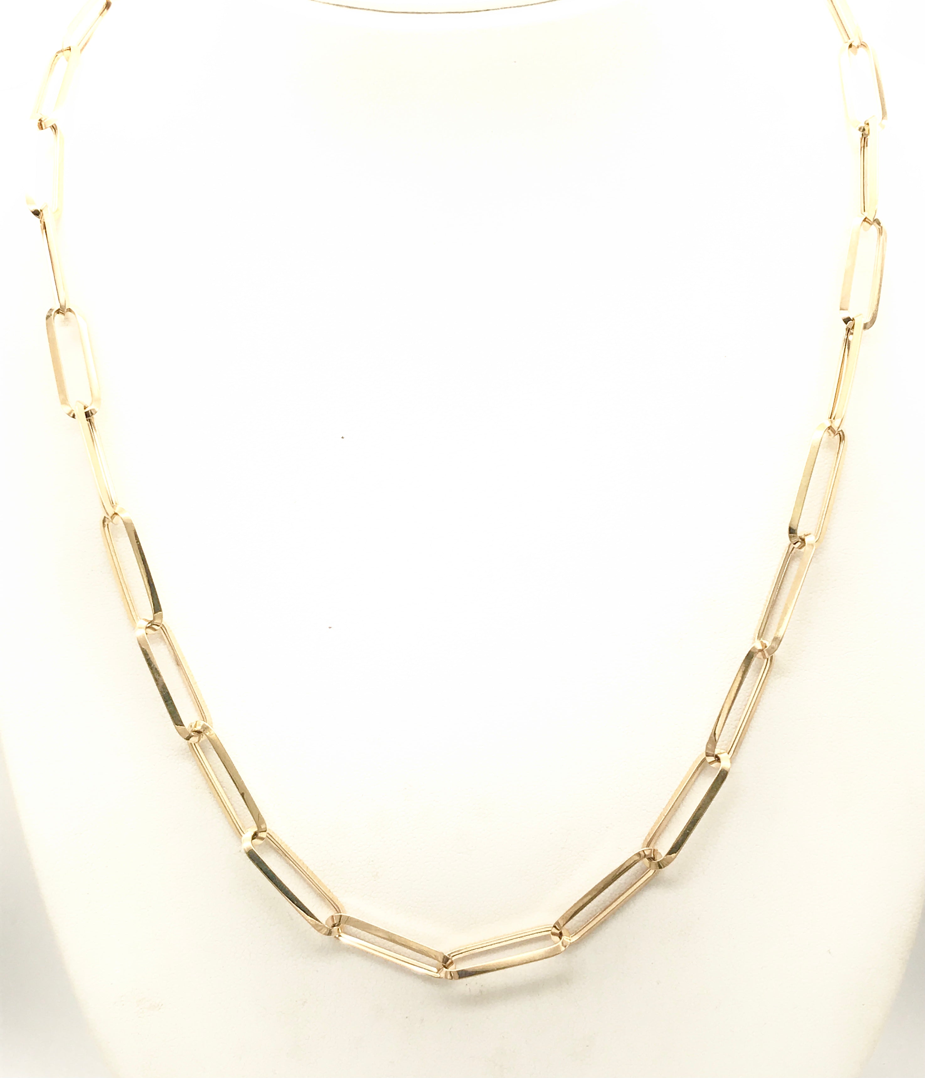 18K GOLD PAPER CLIP CHAIN NECKLACE - HANDMADE IN ITALY