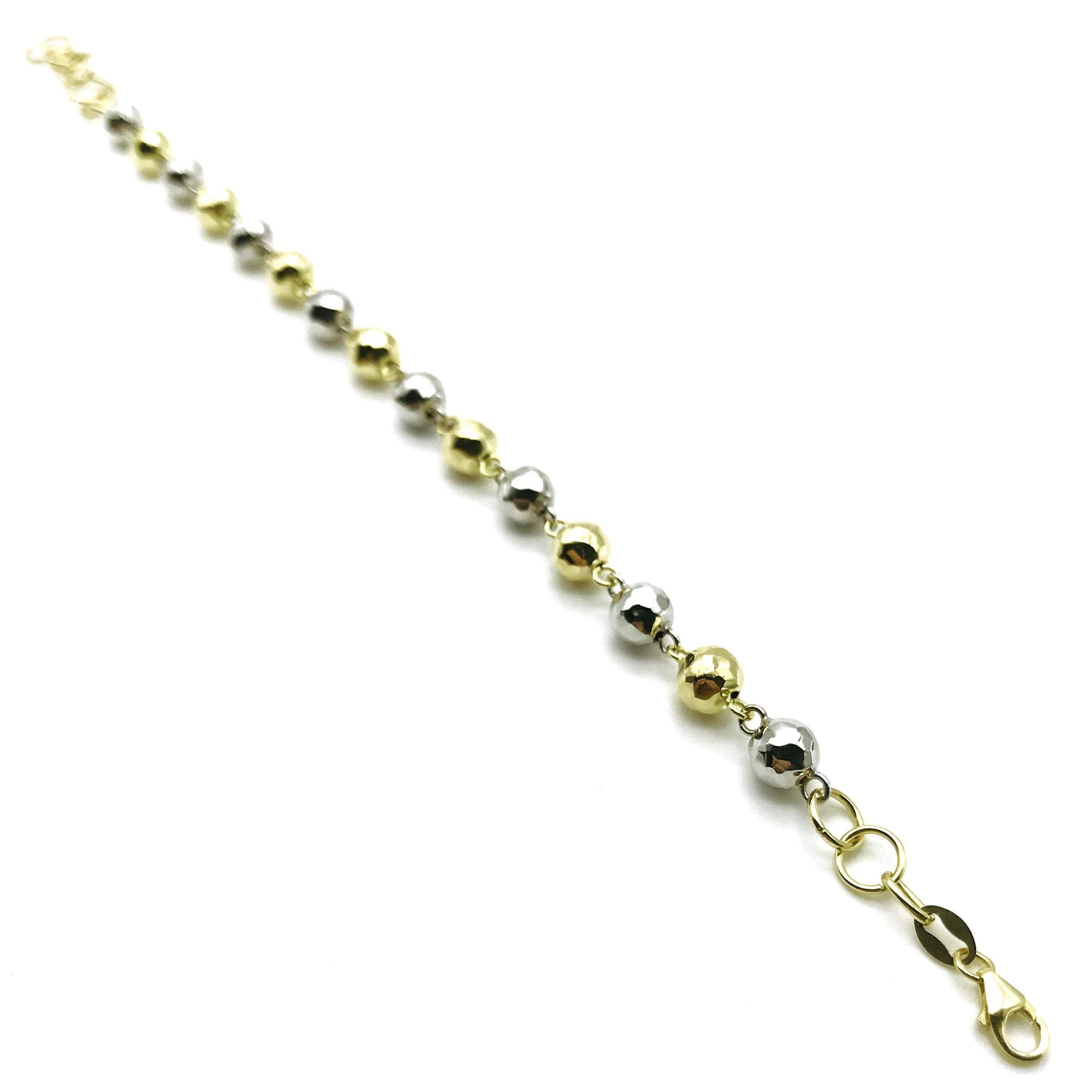 18K GOLD TWINS HAMMERED SPHERES BRACELET - HANDMADE IN ITALY