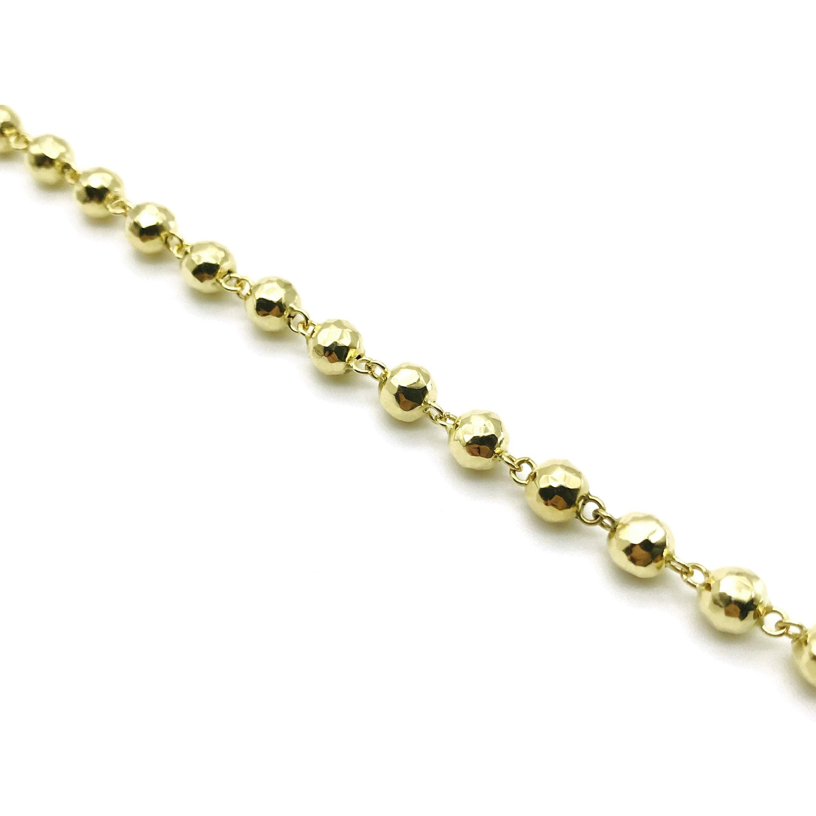 18K GOLD CAMY HAMMERED SPHERES BRACELET - HANDMADE IN ITALY
