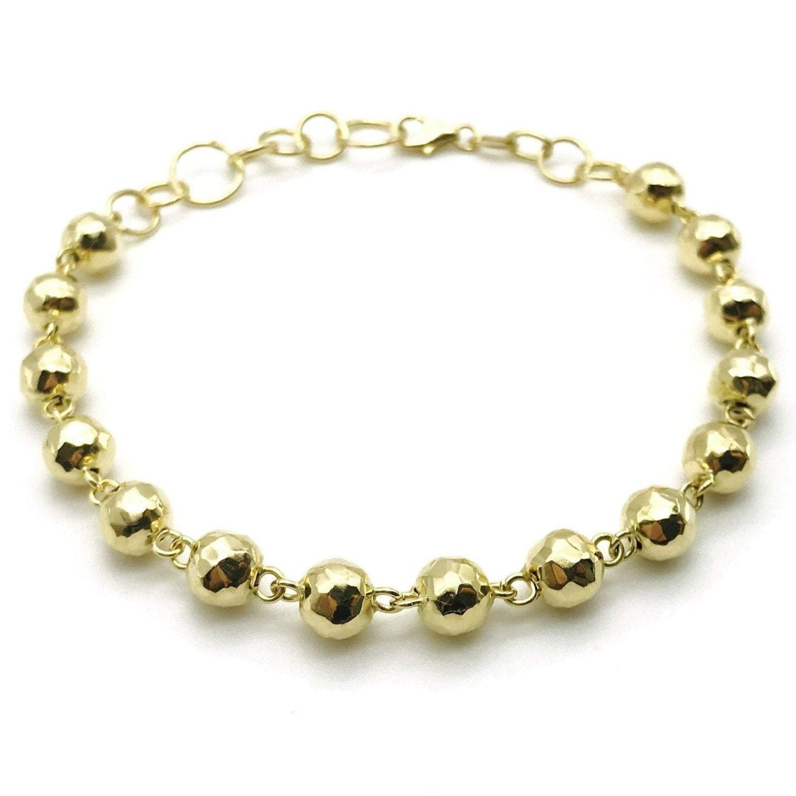 18K GOLD CAMY HAMMERED SPHERES BRACELET - HANDMADE IN ITALY