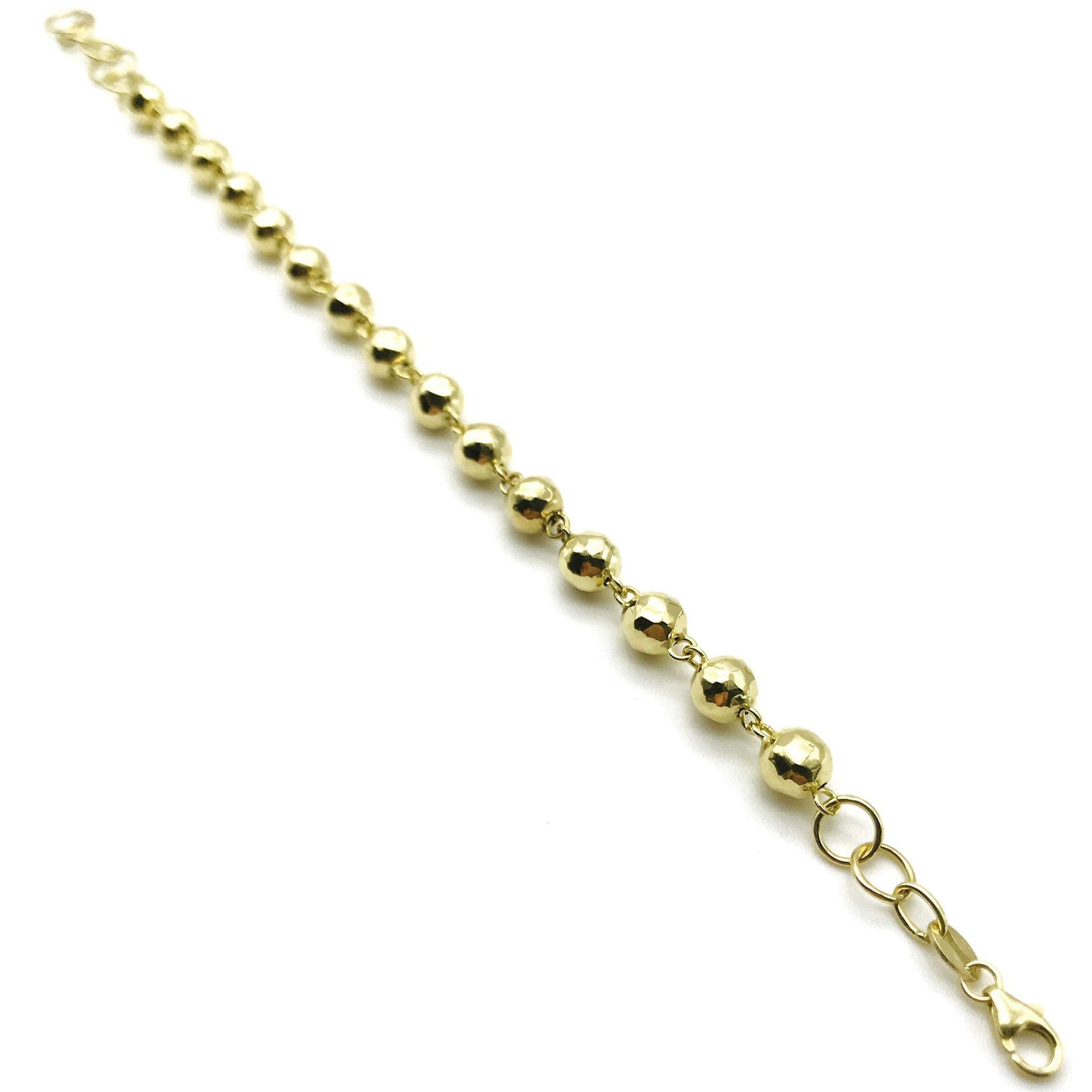 18K GOLD CAMY HAMMERED SPHERES BRACELET - HANDMADE IN ITALY