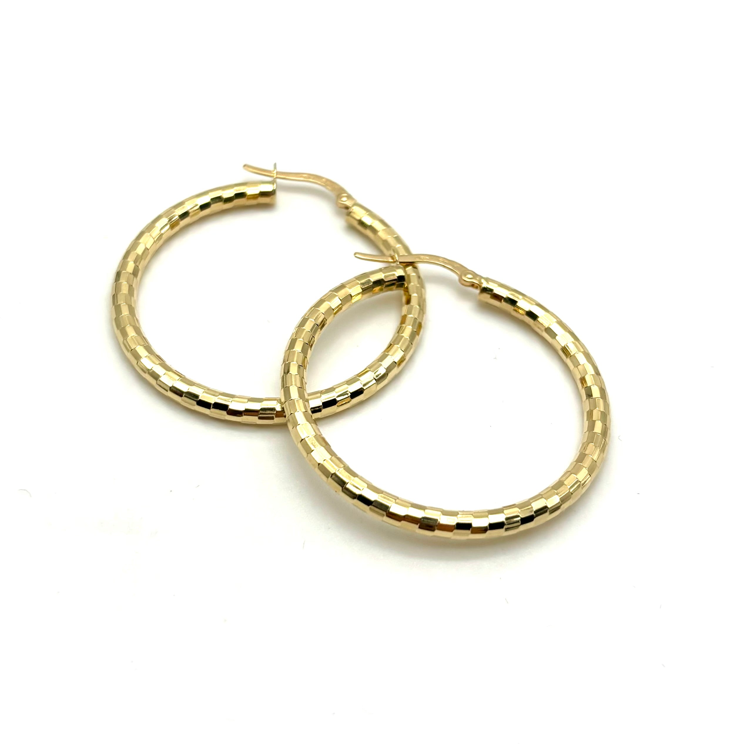 18K GOLD NADINE DIAMOND CUT HOOP EARRINGS - HANDMADE IN ITALY