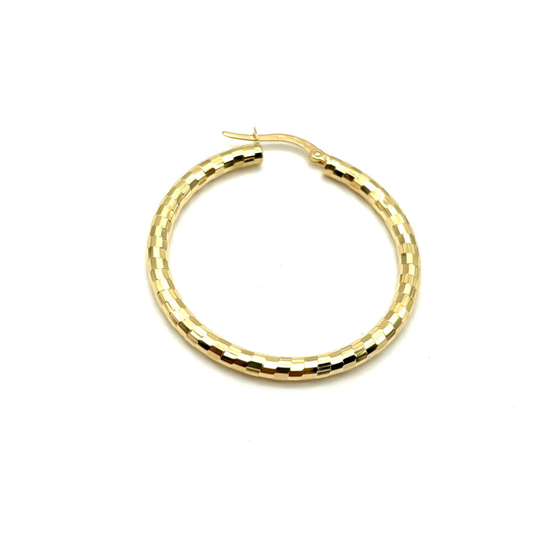 18K GOLD NADINE DIAMOND CUT HOOP EARRINGS - HANDMADE IN ITALY