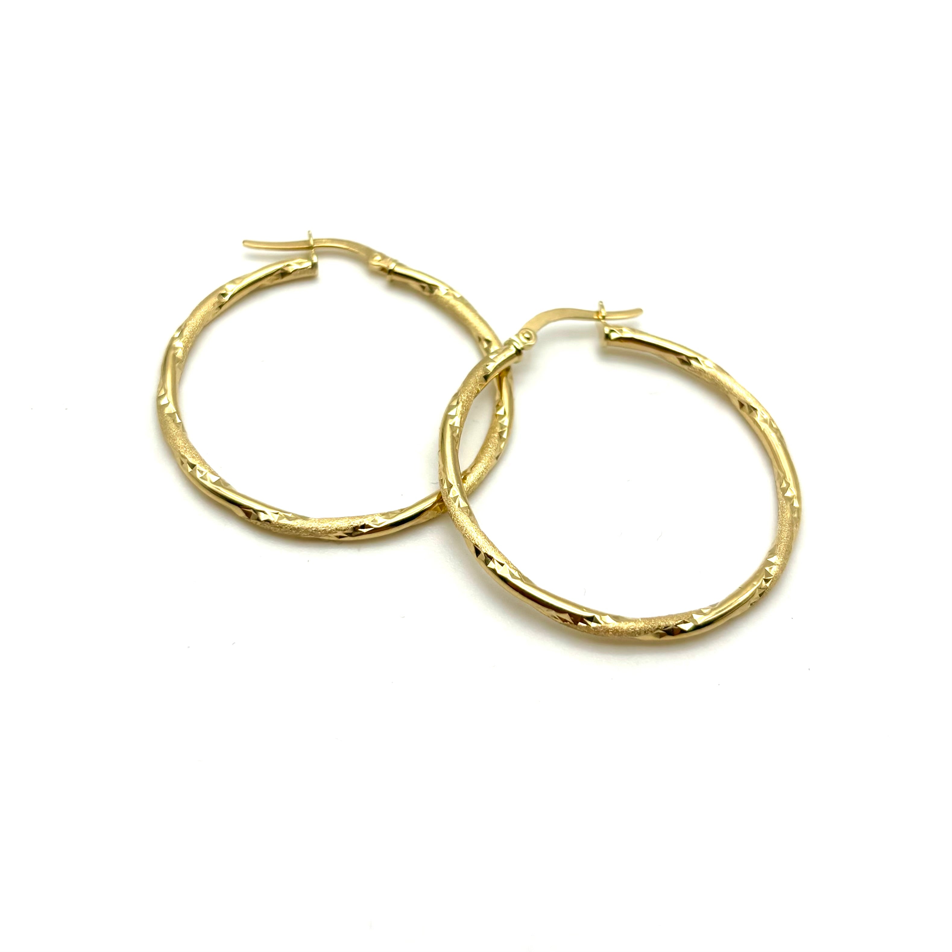 18K GOLD BAMBU' HOOP EARRINGS - HANDMADE IN ITALY