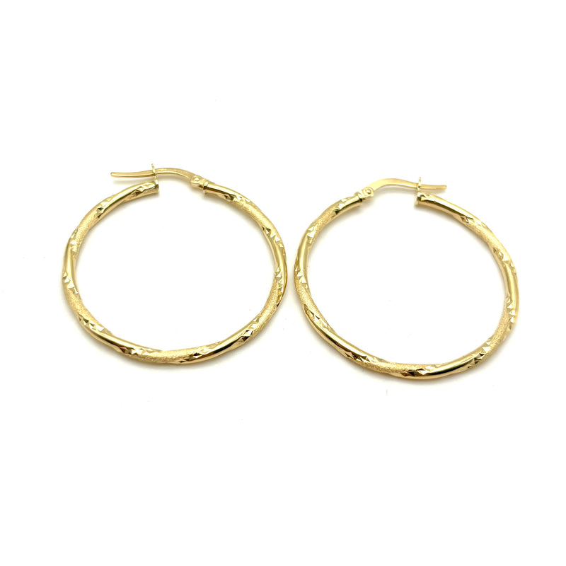 18K GOLD BAMBU' HOOP EARRINGS - HANDMADE IN ITALY