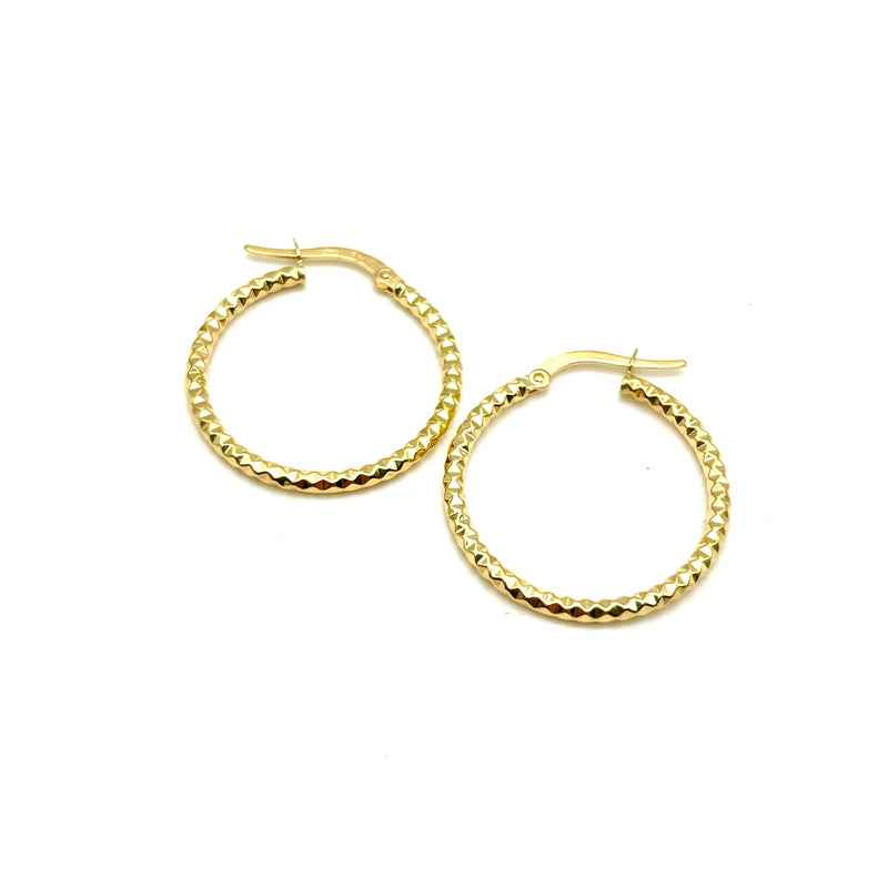 18K GOLD HAMMERED HOOP EARRINGS - HANDMADE IN ITALY