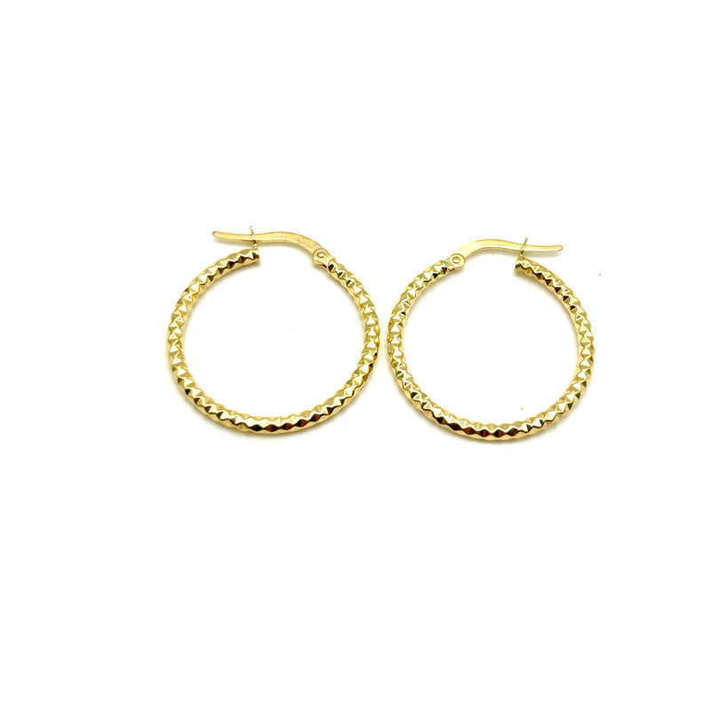 18K GOLD HAMMERED HOOP EARRINGS - HANDMADE IN ITALY