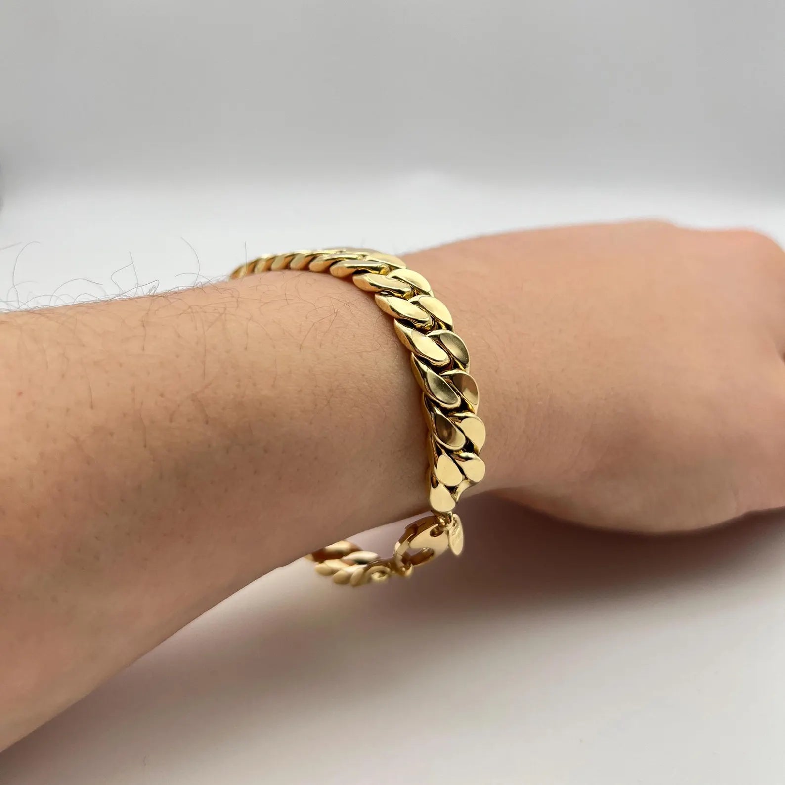 18K GOLD LINOSA CUBAN CHAIN BRACELET - HANDMADE IN ITALY