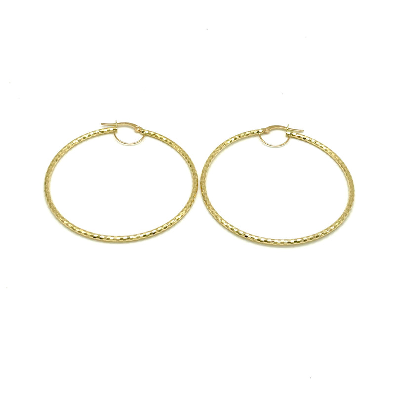 18K GOLD BERNARDINE LARGE DIAMOND CUT HOOP EARRINGS - HANDMADE IN ITALY