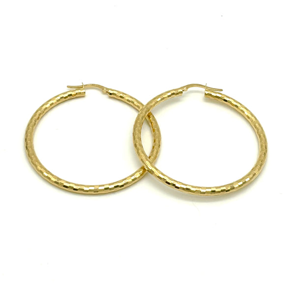 18K GOLD AURA DIAMOND CUT HOOP EARRINGS - HANDMADE IN ITALY