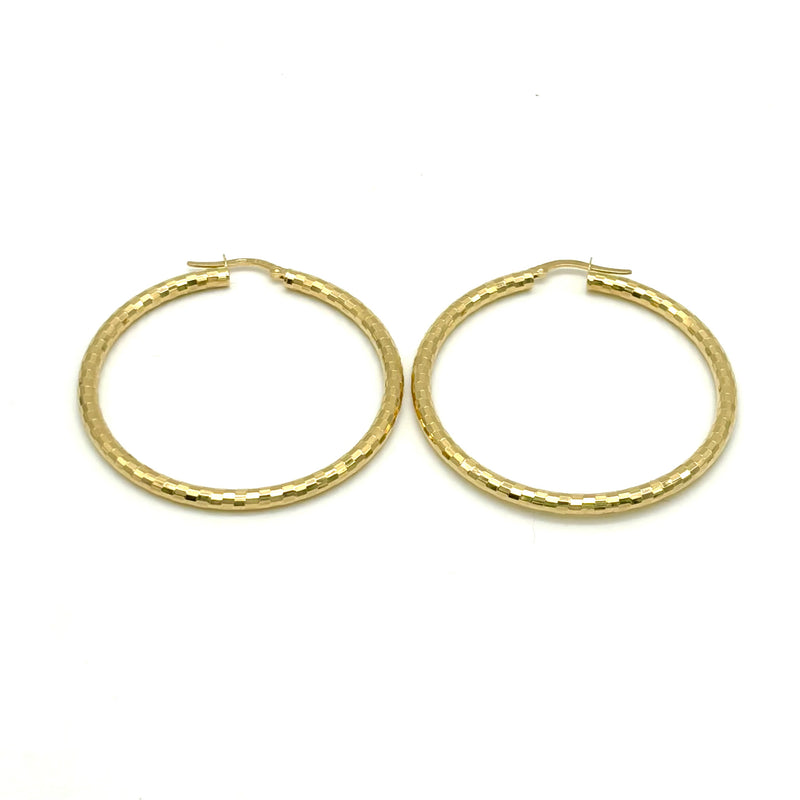 18K GOLD AURA DIAMOND CUT HOOP EARRINGS - HANDMADE IN ITALY