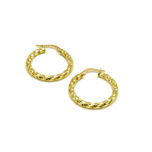 18K GOLD HAMMERED HOOP EARRINGS - HANDMADE IN ITALY