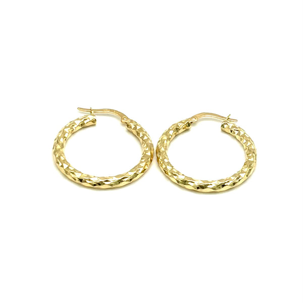 18K GOLD HAMMERED HOOP EARRINGS - HANDMADE IN ITALY