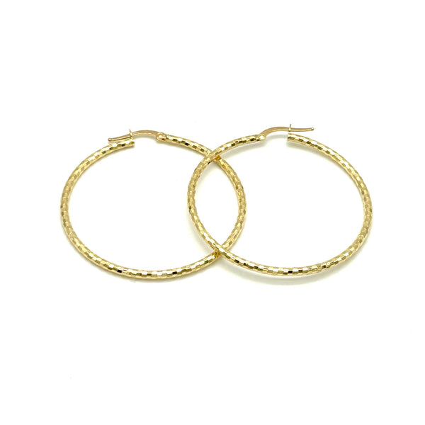 18K GOLD NOVELLA DIAMOND CUT HOOP EARRINGS - HANDMADE IN ITALY