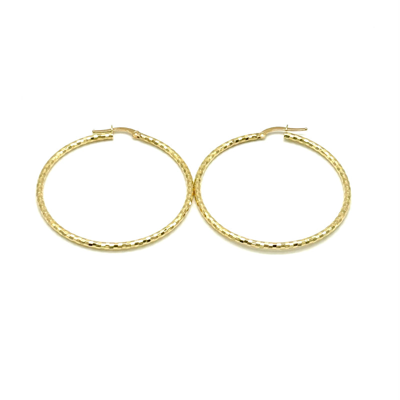 18K GOLD NOVELLA DIAMOND CUT HOOP EARRINGS - HANDMADE IN ITALY