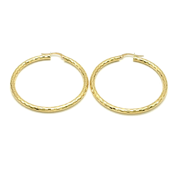 18K GOLD NAILA DIAMOND CUT HOOP EARRINGS - HANDMADE IN ITALY