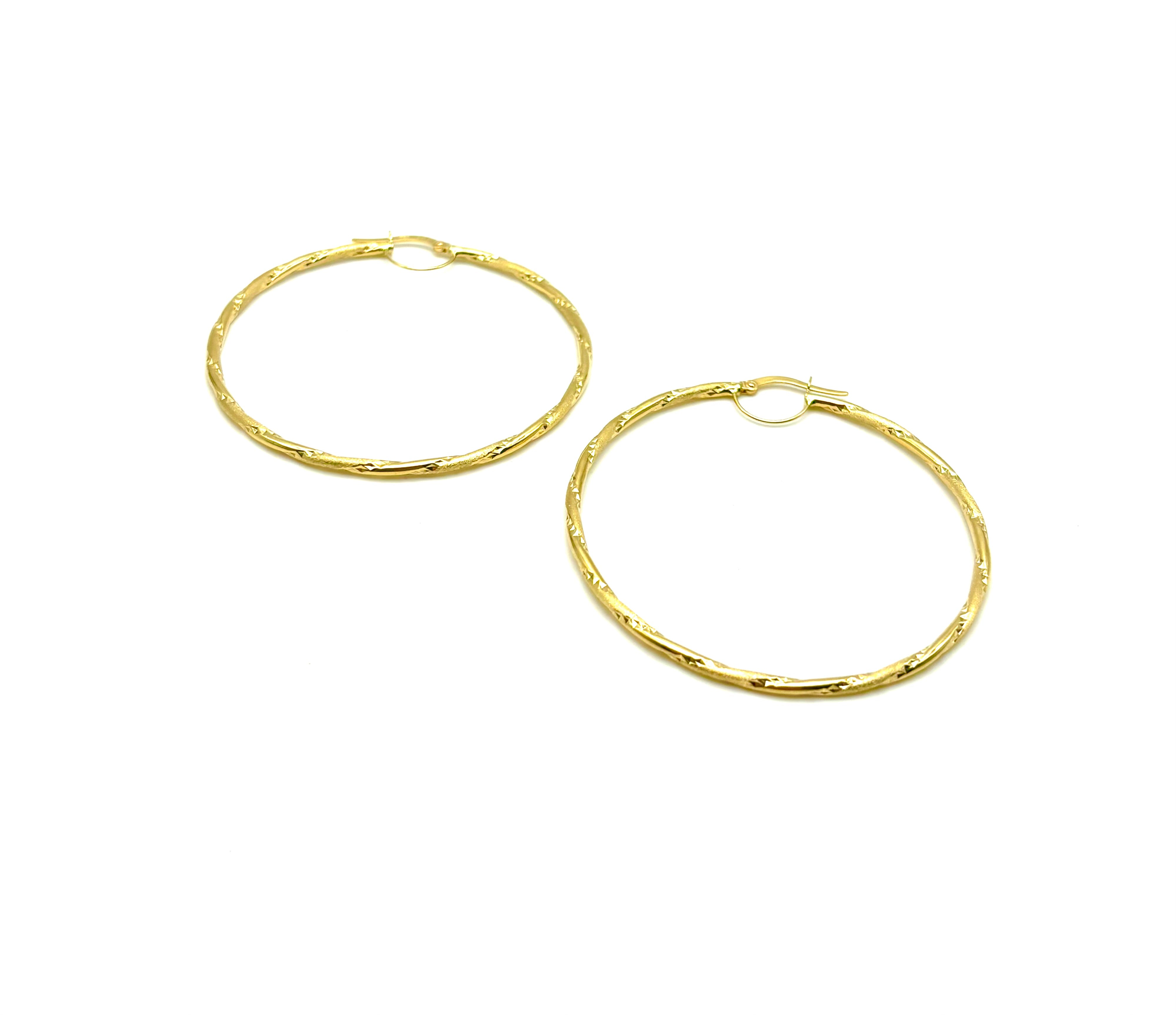 18K GOLD ARTIGIANO HOOP EARRINGS - HANDMADE IN ITALY